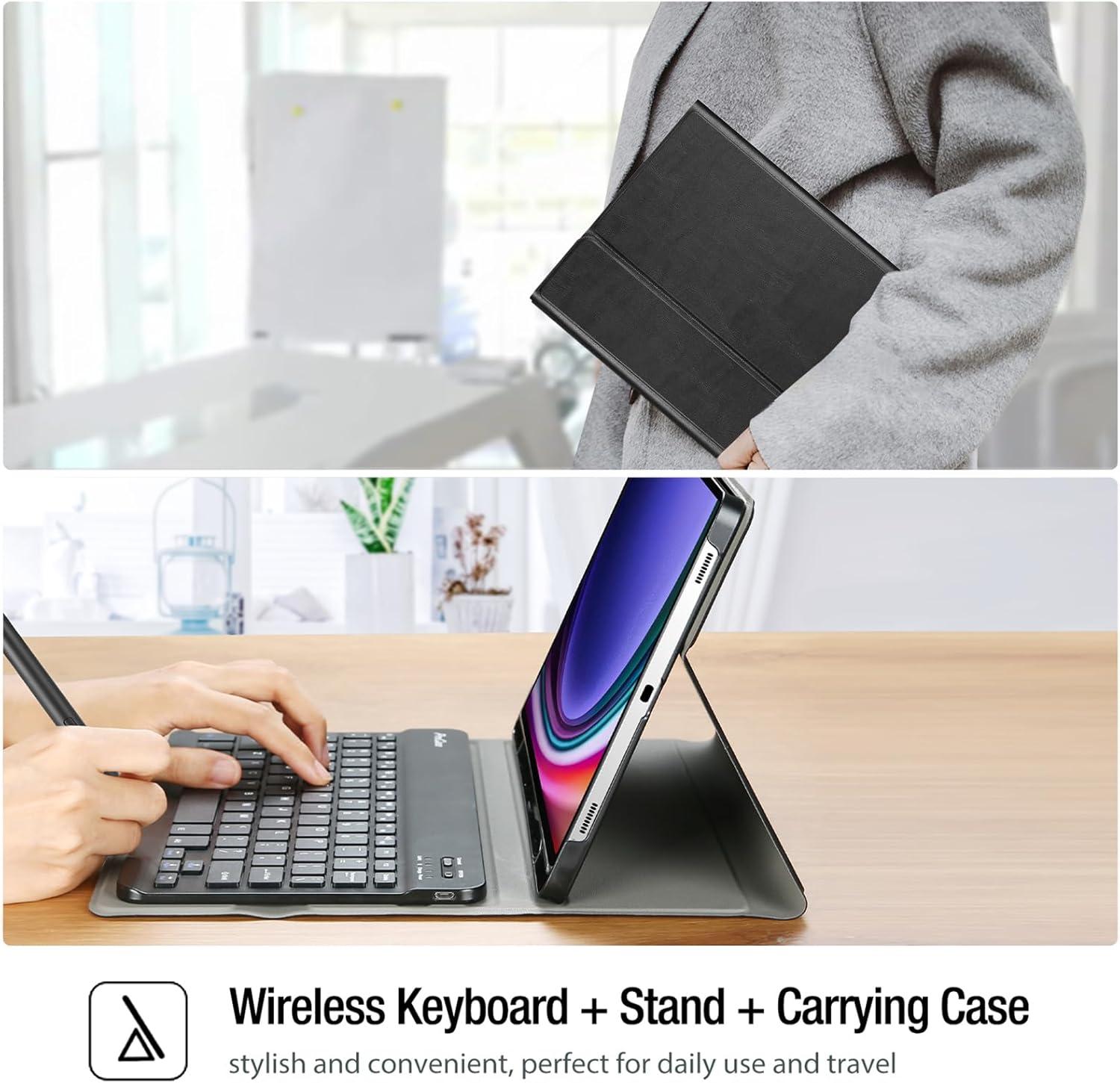 image:imageProCase Keyboard Case for Galaxy Tab S10 2024 SMX720 S9 11 Inch 2023 SMX710 X716B X718U with S Pen Holder Protective Cover Case with Detachable Wireless Keyboard for Galaxy Tab S10 S9 Black