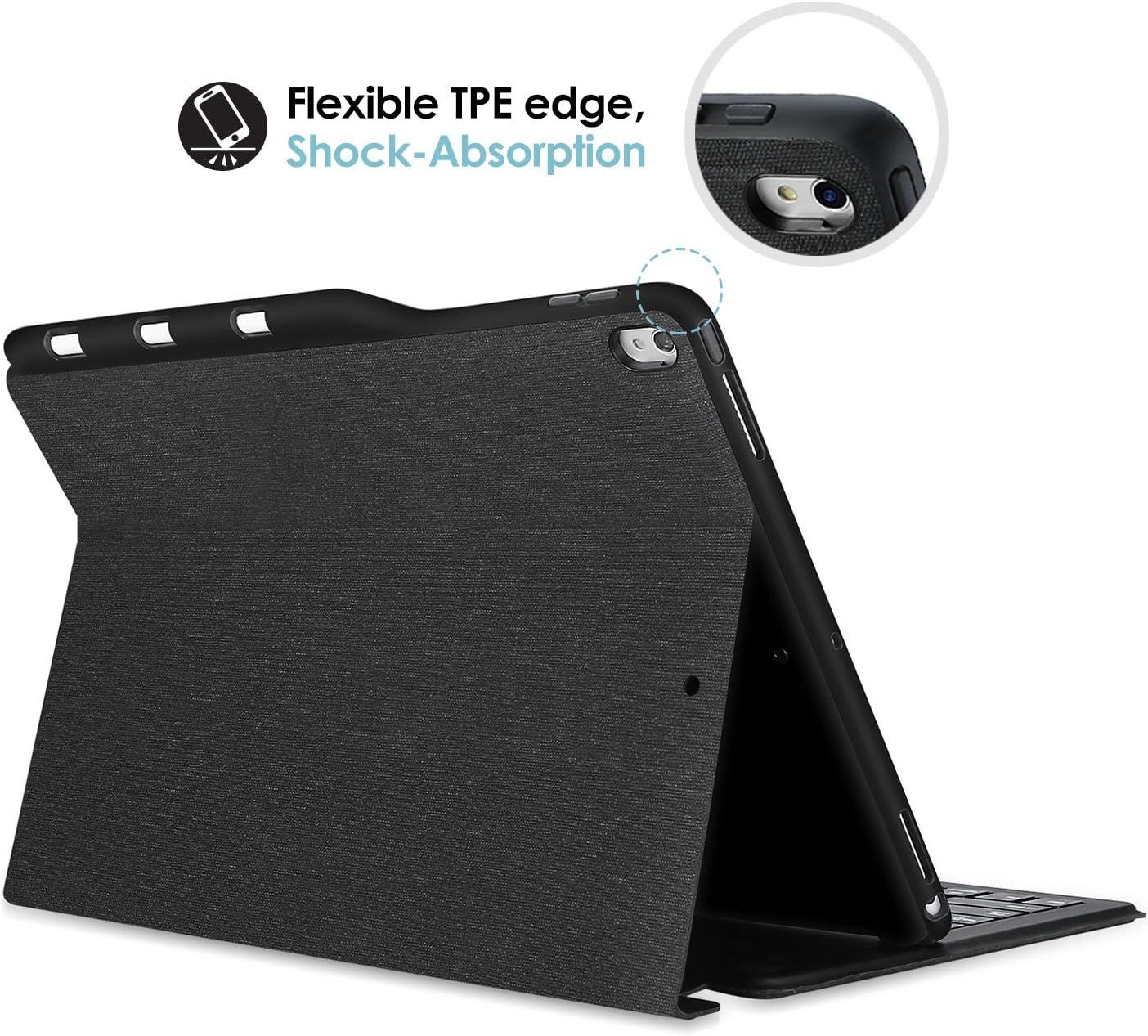 image:imageProCase Keyboard Case for iPad Pro 129 20172015 Old Model with Builtin Apple Pencil Holder Slim Lightweight Cover Folio Stand Smart Cover with Keyboard for Apple iPad Pro 129 inch Black