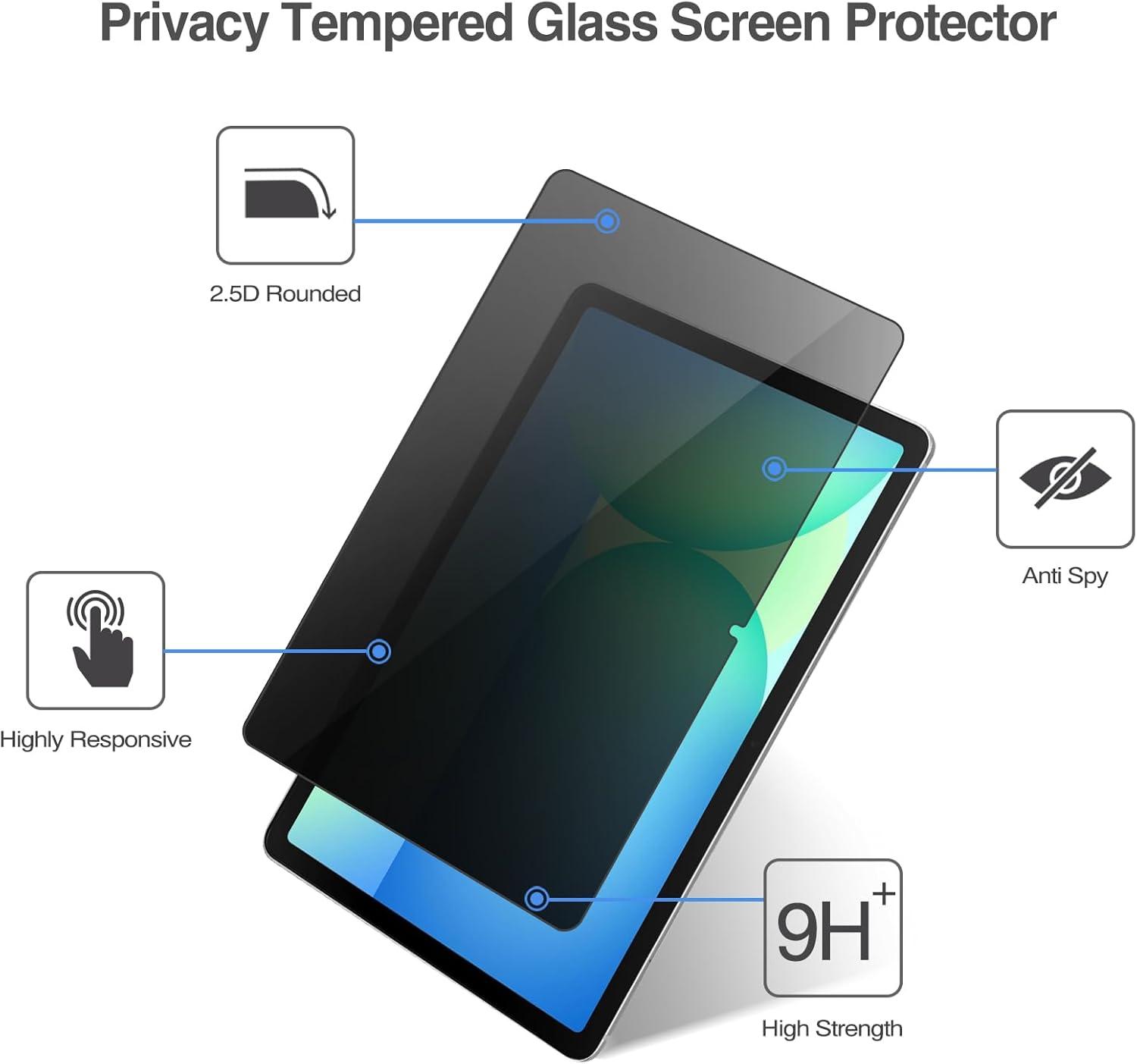 image:imageProCase Privacy Screen Protector for Galaxy Tab S10 FE 2025Tab S9 FE 109Tab S9 11 2023Tab S8 2022Tab S7 2020 AntiSpy Tempered Glass Film Guard for Tablet SMX520X510X710X700T870