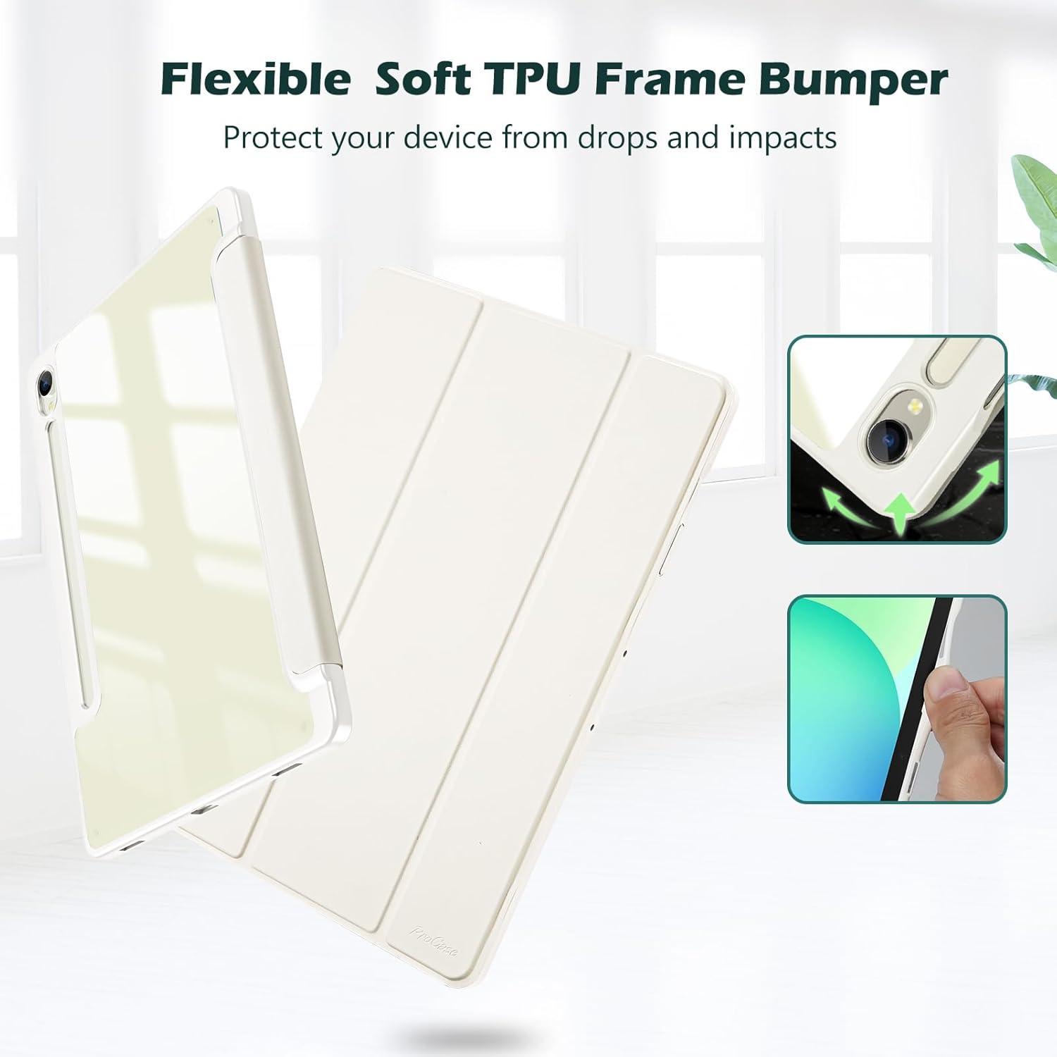 image:imageProCase Protective Case for Galaxy Tab S10 FE 2025 S9 FE 109 Tab S9 11 2023 Slim Stand Hard Back Shell Smart Cover for Galaxy Tab S10 FE S9 FE S9 Tablet BeigeBeige