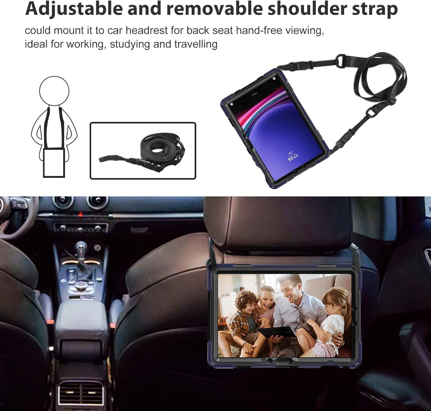 image:imageProCase Rugged Case for Galaxy Tab S10 2024 Tab S9 FE S9 S8 S7 11 Inch Outdoor case with S Pen Holder Heavy Duty Rotatable Kickstand Protective Cover NavyNavy