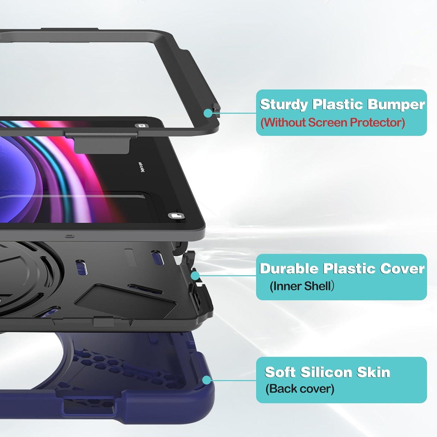 image:imageProCase Rugged Case for Galaxy Tab S10 2024 Tab S9 FE S9 S8 S7 11 Inch Outdoor case with S Pen Holder Heavy Duty Rotatable Kickstand Protective Cover NavyNavy