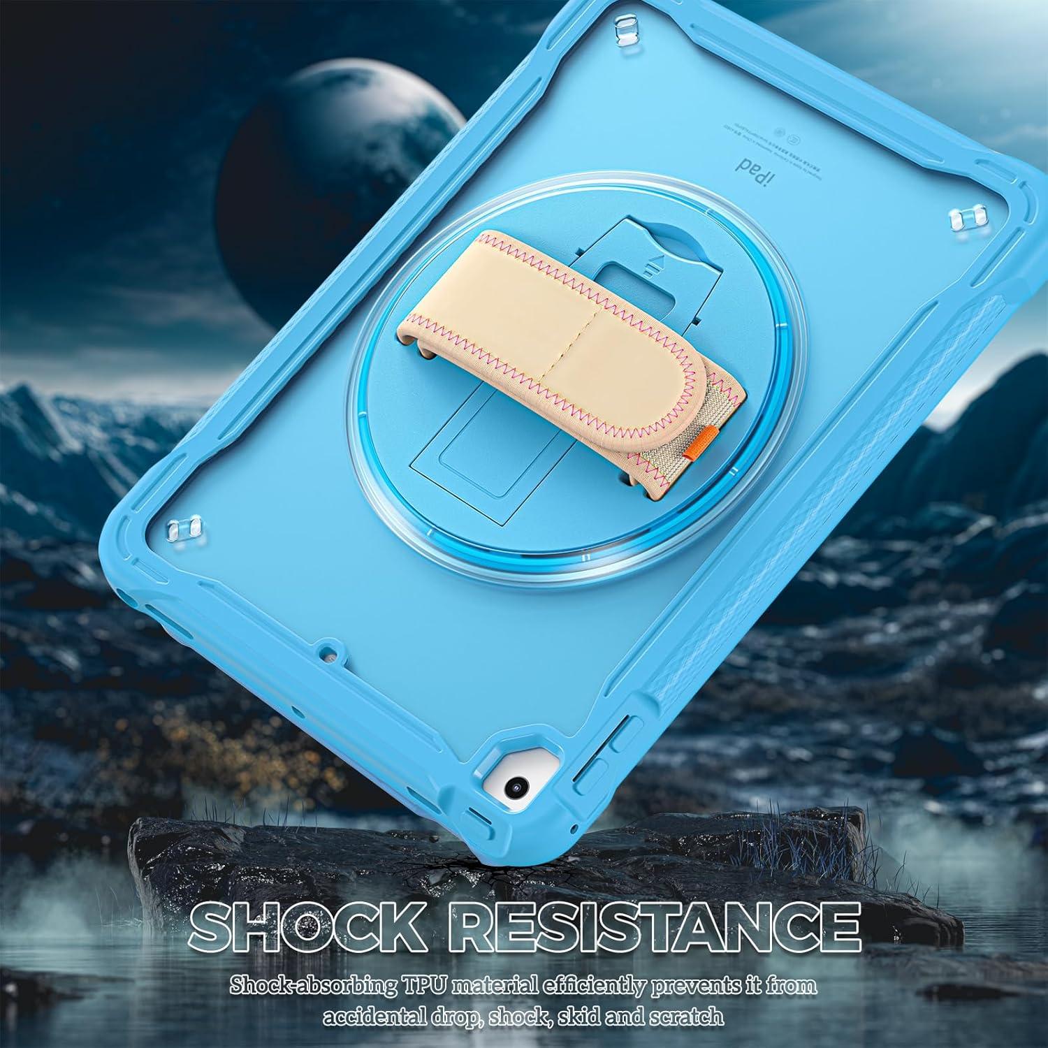 image:imageProCase Rugged Case for iPad 97 Inch 5th 6th GeniPad Air 2 iPad Pro 97 Case Heavy Duty Shockproof Rugged Cover with Hand Strap 360 Degree Rotatable Kickstand Protective for iPad 97 MelonpinkBlue