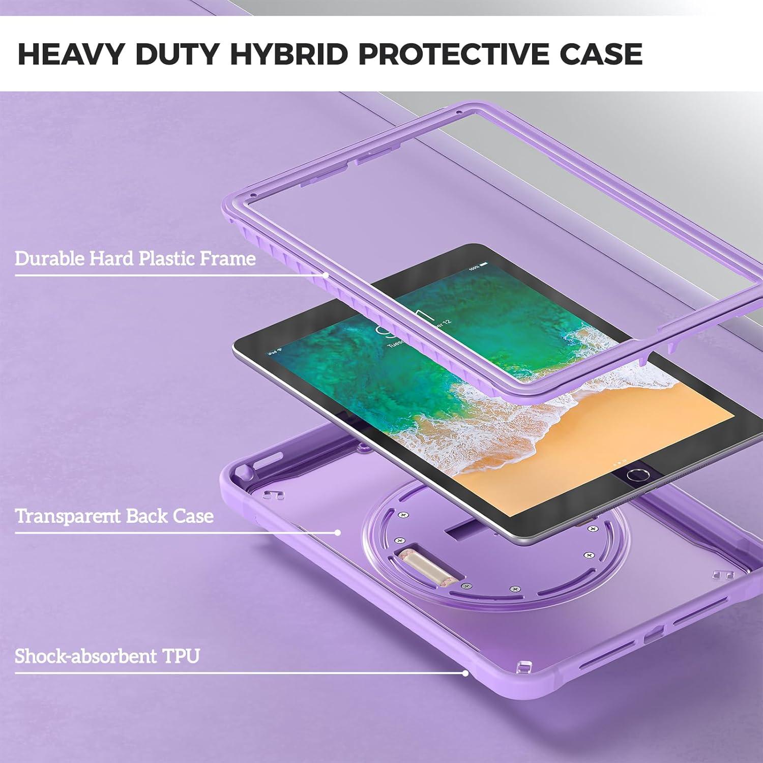 image:imageProCase Rugged Case for iPad 97 Inch 5th 6th GeniPad Air 2 iPad Pro 97 Case Heavy Duty Shockproof Rugged Cover with Hand Strap 360 Degree Rotatable Kickstand Protective for iPad 97 MelonpinkPurple