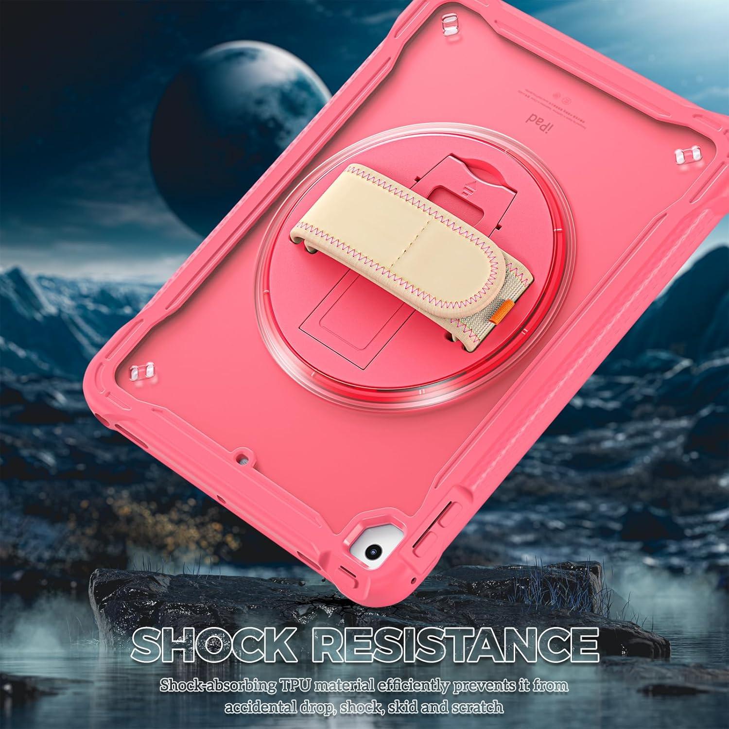 image:imageProCase Rugged Case for iPad 97 Inch 5th 6th GeniPad Air 2 iPad Pro 97 Case Heavy Duty Shockproof Rugged Cover with Hand Strap 360 Degree Rotatable Kickstand Protective for iPad 97 MelonpinkMelonpink