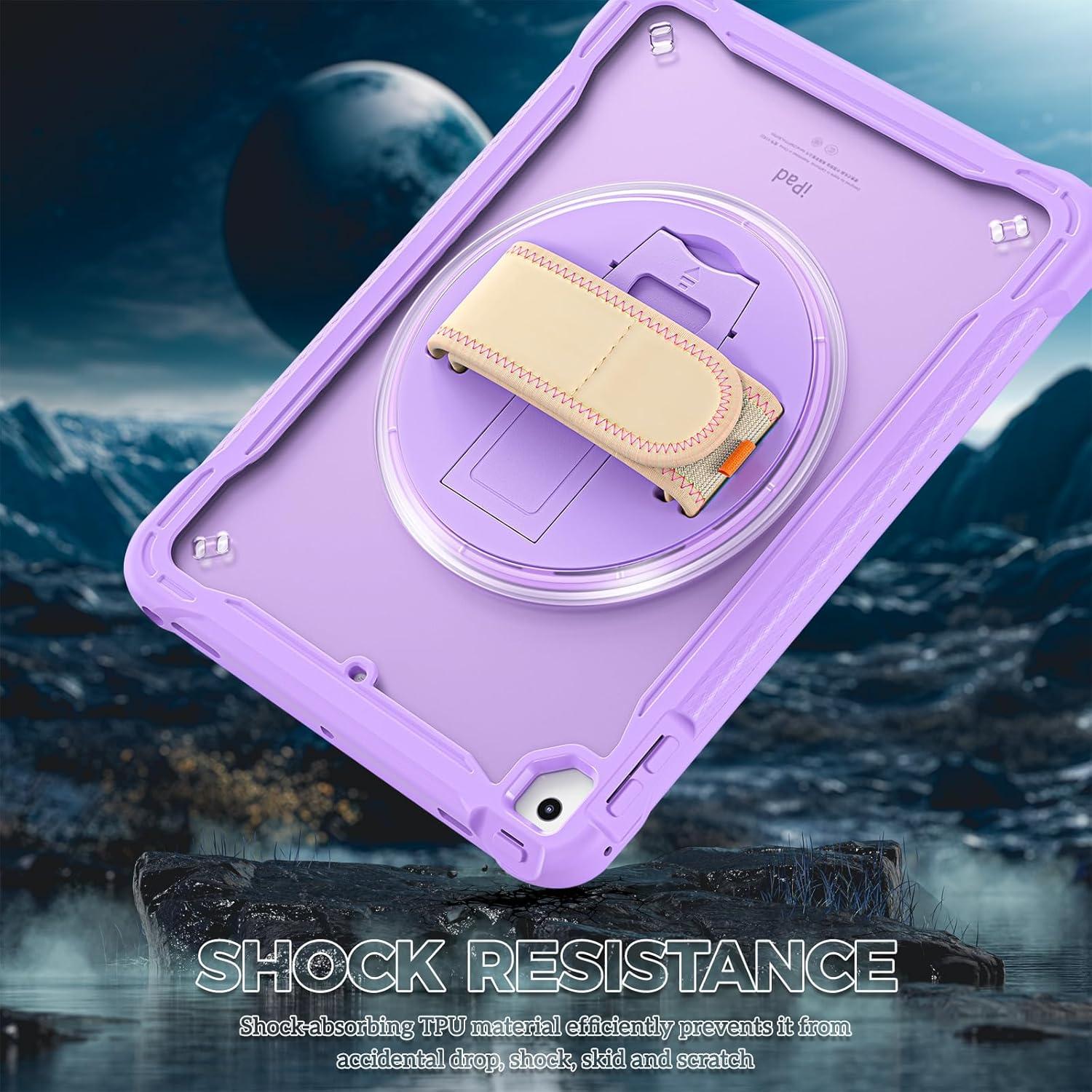 image:imageProCase Rugged Case for iPad 97 Inch 5th 6th GeniPad Air 2 iPad Pro 97 Case Heavy Duty Shockproof Rugged Cover with Hand Strap 360 Degree Rotatable Kickstand Protective for iPad 97 MelonpinkPurple