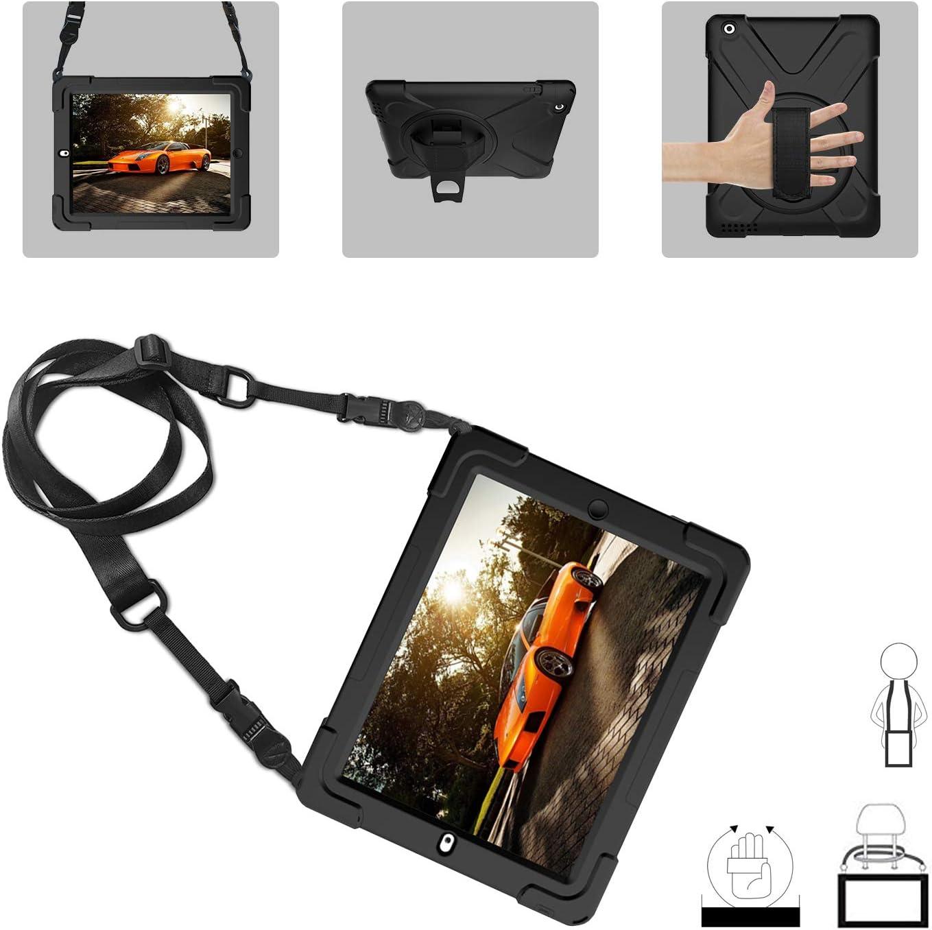 image:imageProCase Rugged Heavy Duty Case for iPad 2 3 4Old Model Shockproof 360 Degree Rotatable Kickstand Protective Cover Case for iPad 2nd3rd4th BlackBlack