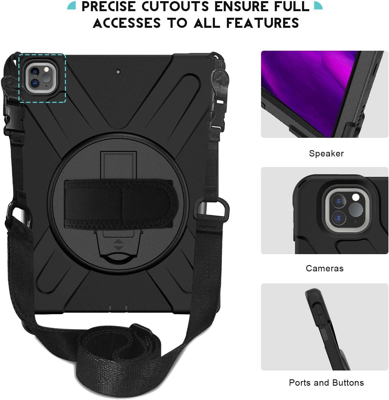 image:imageProCase Rugged Heavy Duty Case iPad Pro 129 2020 amp 2018 Shockproof 360 Degree Rotatable Kickstand Protective Cover Case for iPad Pro 129 4th Gen 2020 3rd Gen 2019 Black