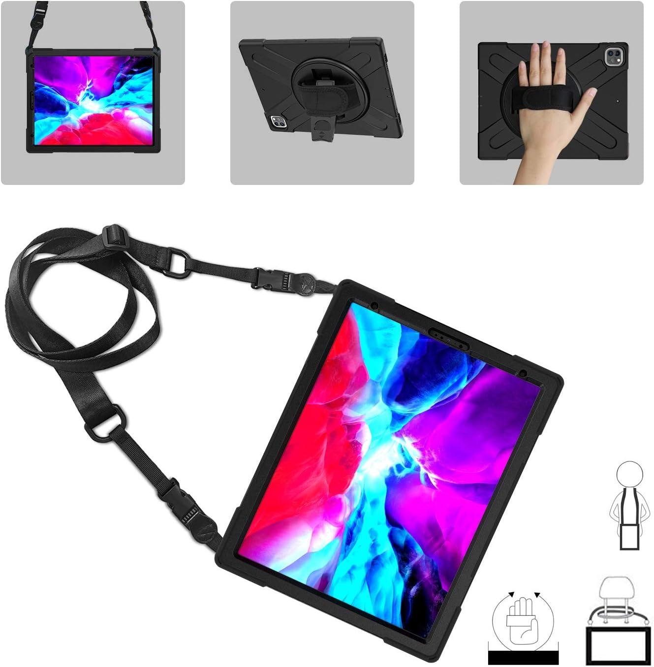 image:imageProCase Rugged Heavy Duty Case iPad Pro 129 2020 amp 2018 Shockproof 360 Degree Rotatable Kickstand Protective Cover Case for iPad Pro 129 4th Gen 2020 3rd Gen 2019 Black