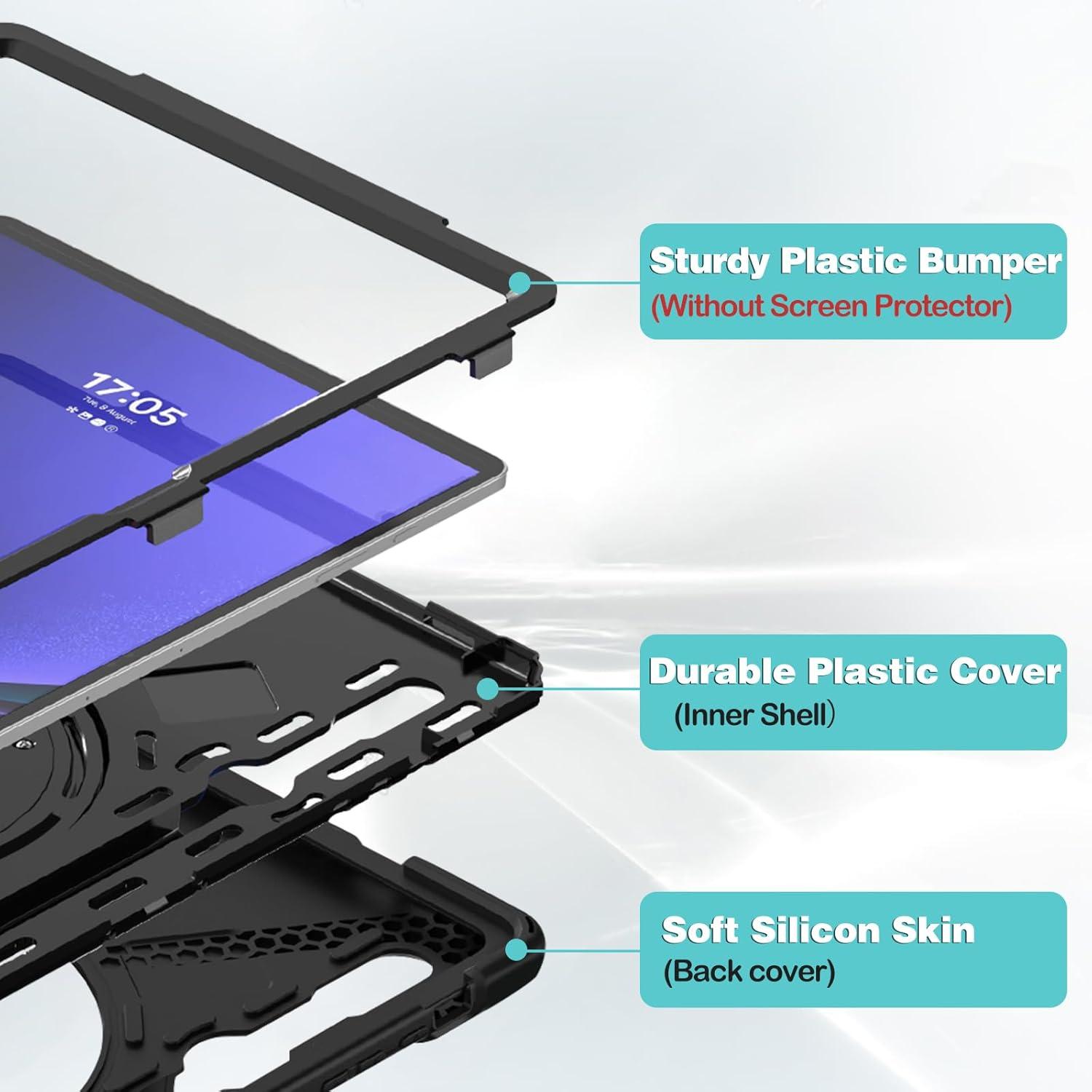 image:imageProCase Rugged Outdoor Case for Samsung Galaxy Tab S10 Ultra 2024 Tab S9 Ultra 2023 Tab S8 Ultra 2022 146 Inch with S Pen Holder Heavy Duty Shockproof 360 Degree Rotatable Kickstand Cover Black