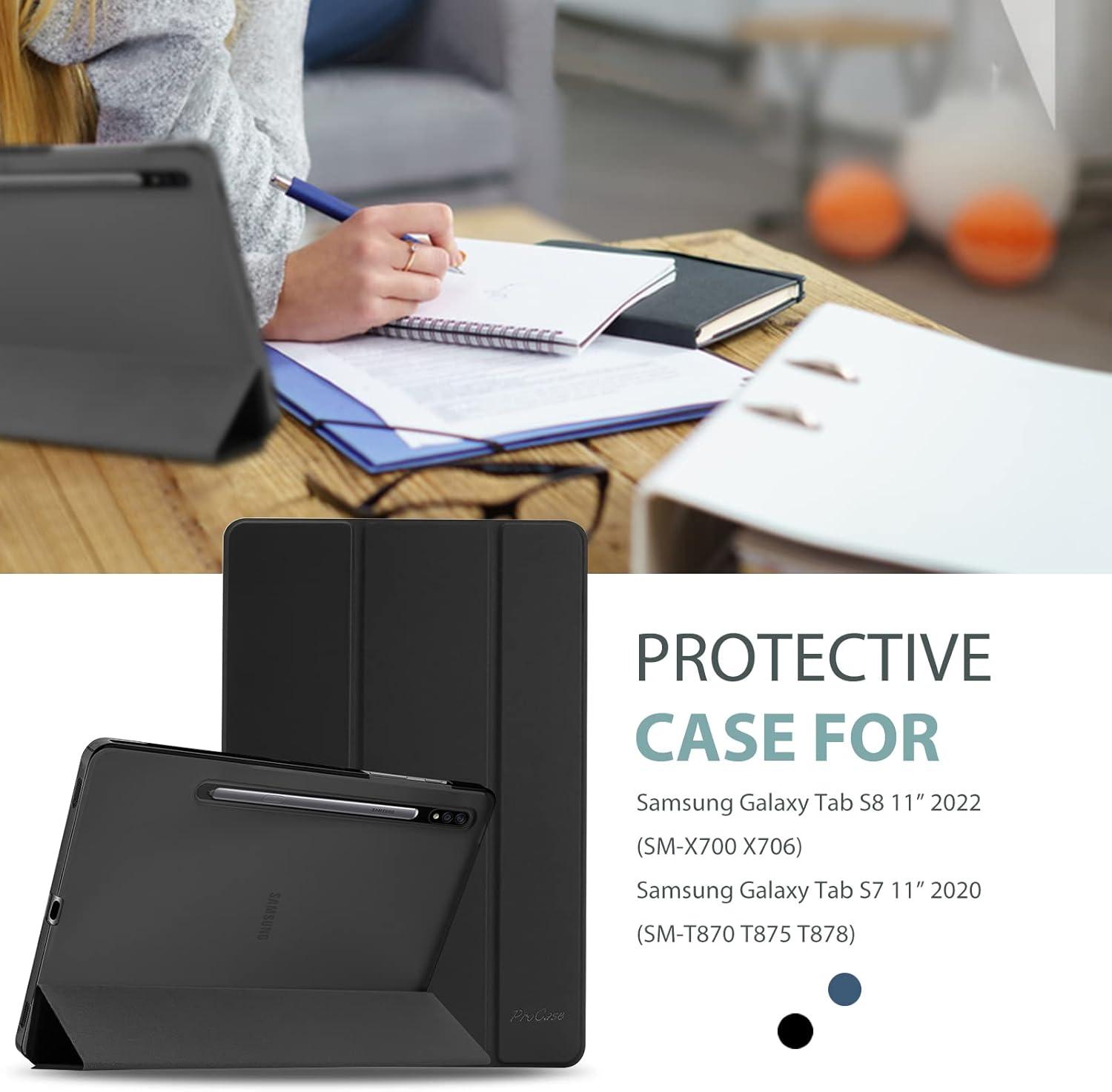 image:imageProCase Slim Case for Galaxy Tab S8 Tab S7 11 inch SMX700 X706 T870 T875 T878 Lightweight Stand Case Shell Cover for 11 Galaxy Tab S8 2022 Galaxy Tab S7 2020 Black