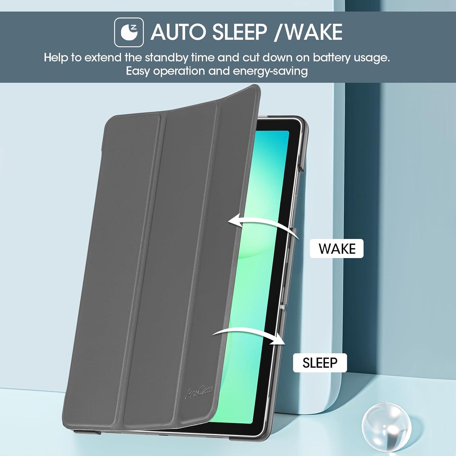 image:imageProCase Smart Case for Galaxy Tab A11 PlusA9 Plus 11 Inch Slim Stand Hard Back Shell Protective Tablet Cover Folio Case for 11 Galaxy Tab A11 Plus 2025A9 Plus 2023 BlackGray