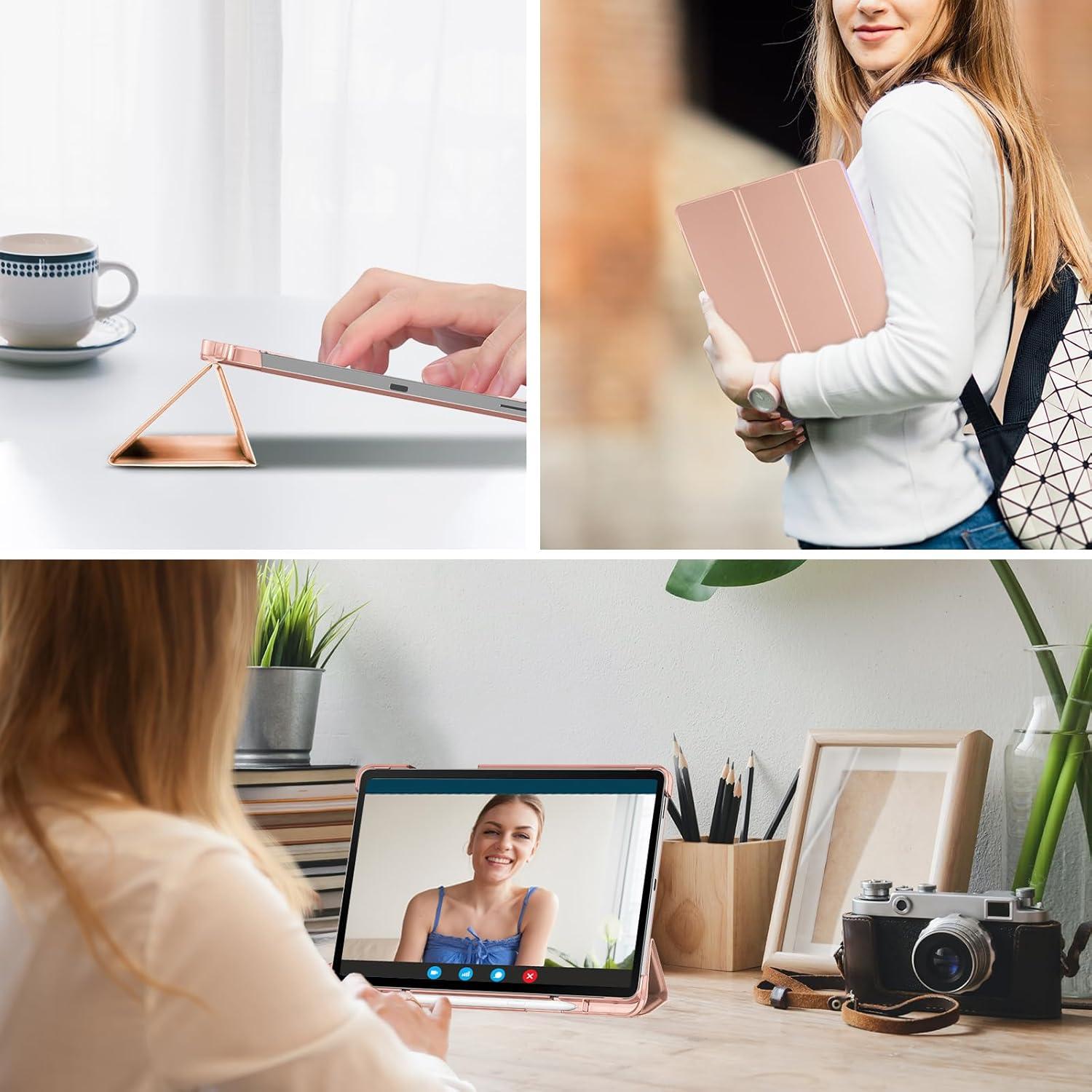 image:imageProCase Smart Case for Galaxy Tab S10 LiteS10 FES9 FE 109 Inch with S Pen Holder Slim Trifold Stand Folio Hard Back Shell Protective Cover for 109 Galaxy Tab S10 LiteS10 FES9 FE BlackRosegold