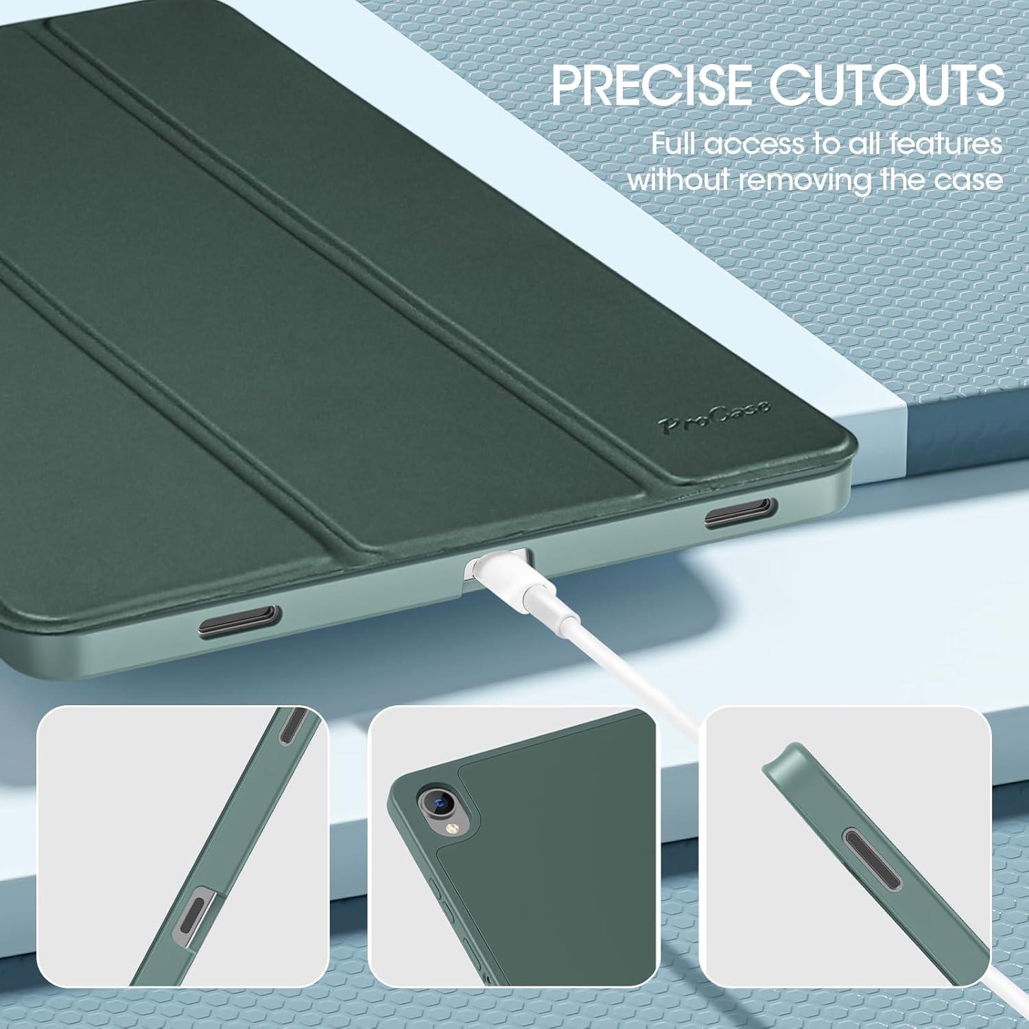 image:imageProCase Smart Case for Samsung Galaxy Tab S11 11Inch 2025 SMX730SMX736B with S Pen Holder TriFold Stand Cover with Soft TPU Back Auto WakeSleep BlackMgreen