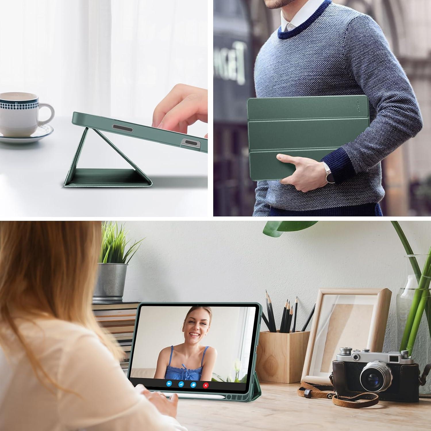image:imageProCase Smart Case for Samsung Galaxy Tab S11 11Inch 2025 SMX730SMX736B with S Pen Holder TriFold Stand Cover with Soft TPU Back Auto WakeSleep BlackMgreen