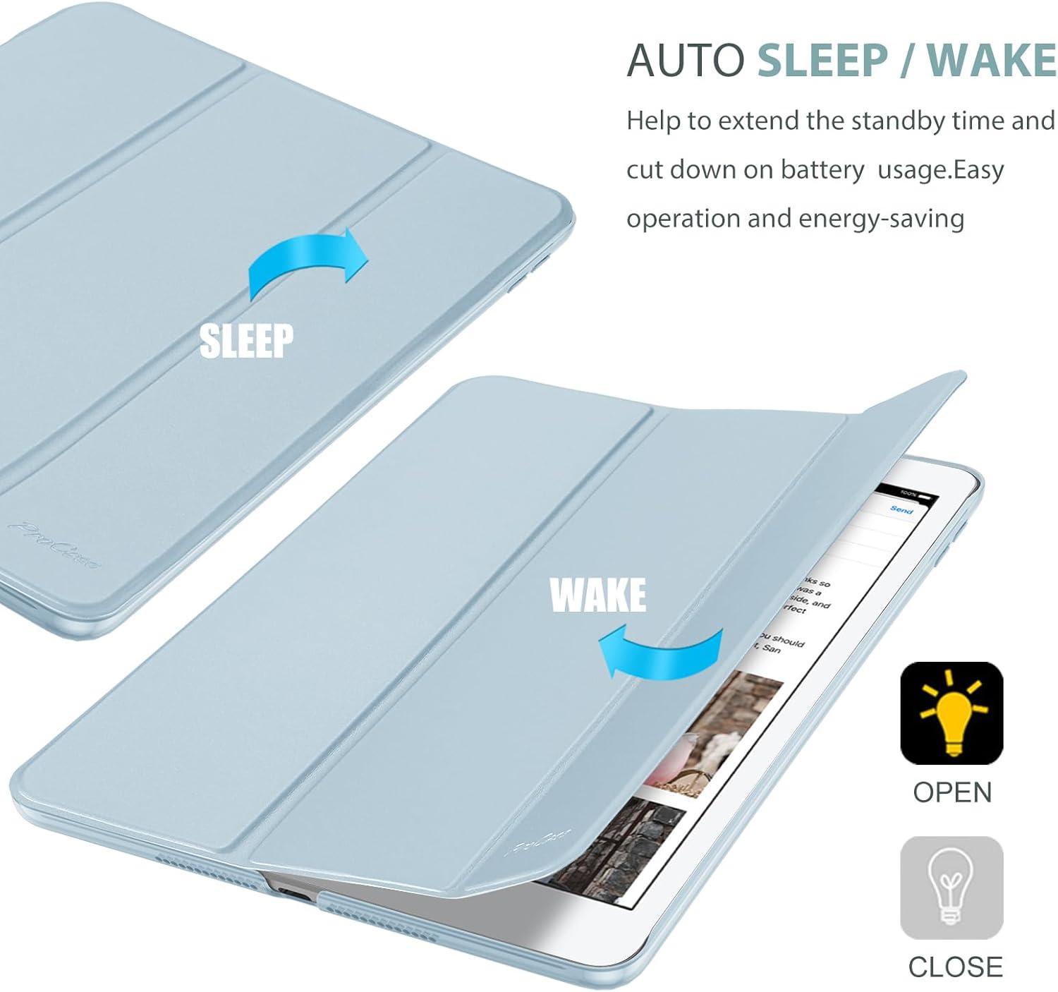 image:imageProCase Smart Case for iPad 97 Inch iPad 6th5th Generation 2018 2017Model A1893 A1954 A1822 A1823 Ultra Slim Lightweight Stand Cover with Translucent Frosted Back BlackSkyblue