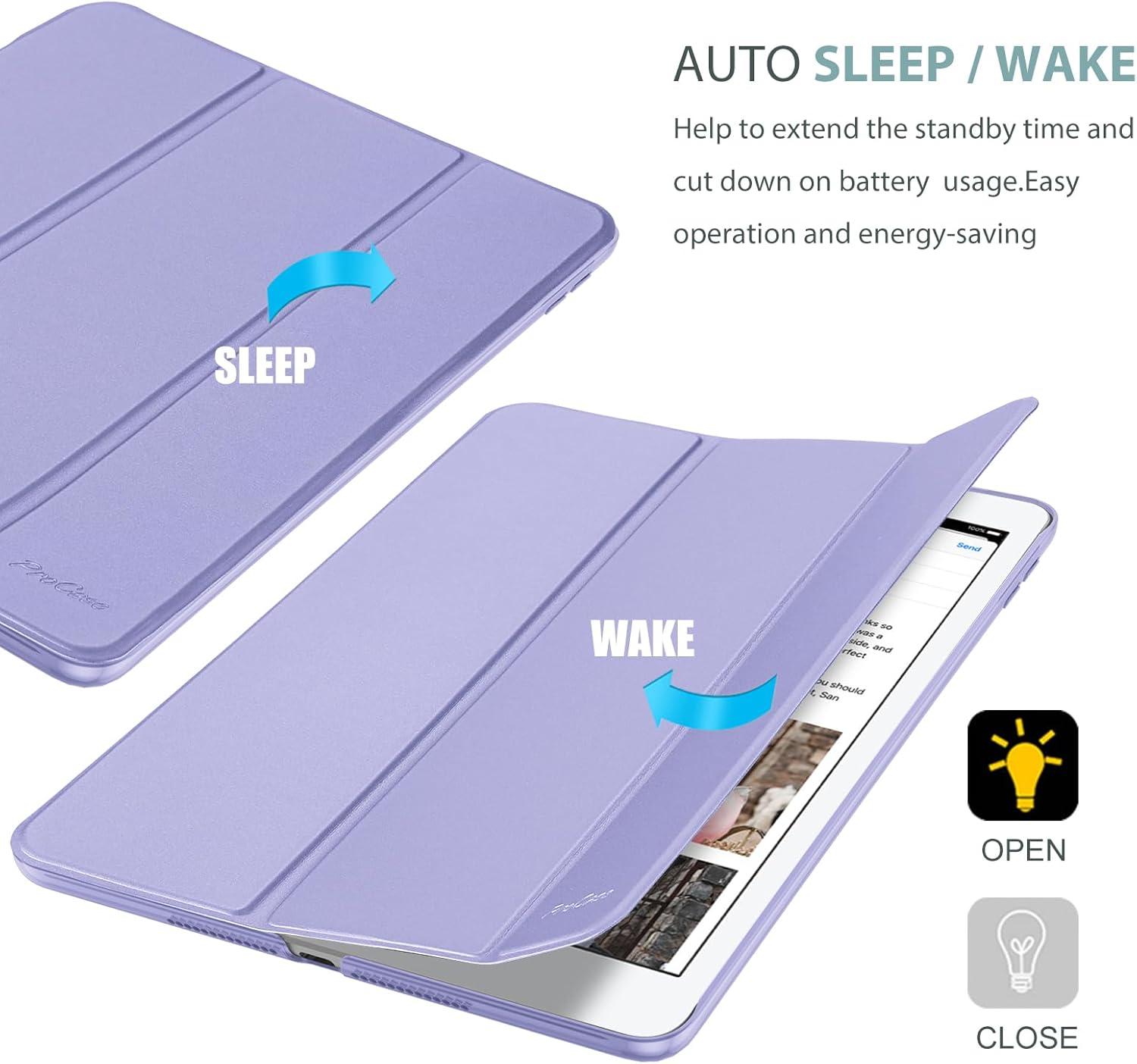 image:imageProCase Smart Case for iPad 97 Inch iPad 6th5th Generation 2018 2017Model A1893 A1954 A1822 A1823 Ultra Slim Lightweight Stand Cover with Translucent Frosted Back BlackLightpurple