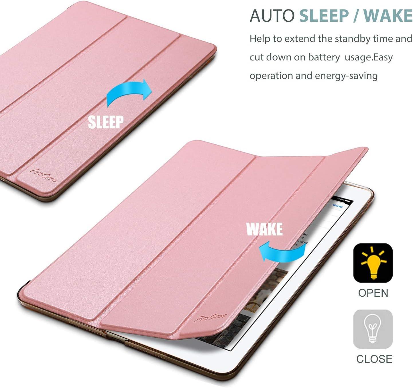 image:imageProCase Smart Case for iPad 97 Inch iPad 6th5th Generation 2018 2017Model A1893 A1954 A1822 A1823 Ultra Slim Lightweight Stand Cover with Translucent Frosted Back BlackPink
