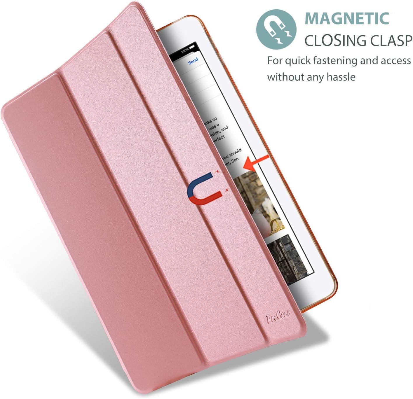 image:imageProCase Smart Case for iPad 97 Inch iPad 6th5th Generation 2018 2017Model A1893 A1954 A1822 A1823 Ultra Slim Lightweight Stand Cover with Translucent Frosted Back BlackPink