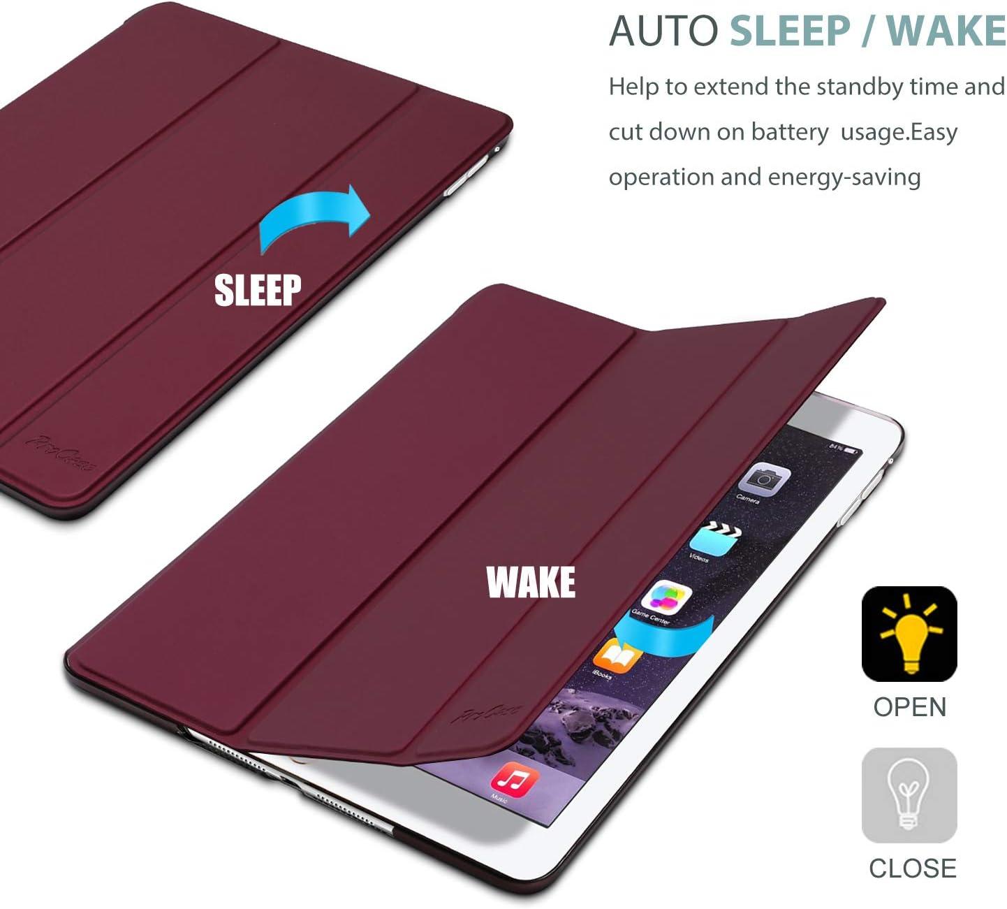 image:imageProCase Smart Case for iPad Air 2 2014 Ultra Slim Lightweight Stand Protective Case Shell with Translucent Frosted Back Cover for iPad Air 2nd A1566 A1567 TealWine