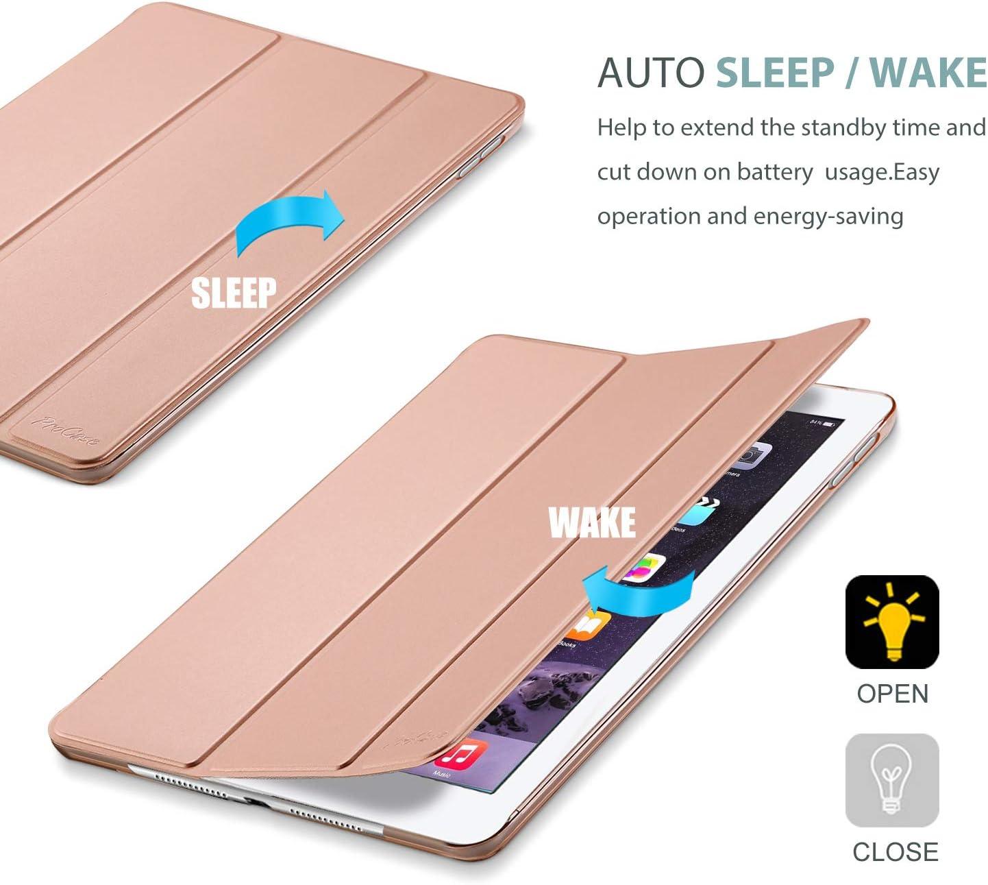 image:imageProCase Smart Case for iPad Air 2 2014 Ultra Slim Lightweight Stand Protective Case Shell with Translucent Frosted Back Cover for iPad Air 2nd A1566 A1567 TealRosegold