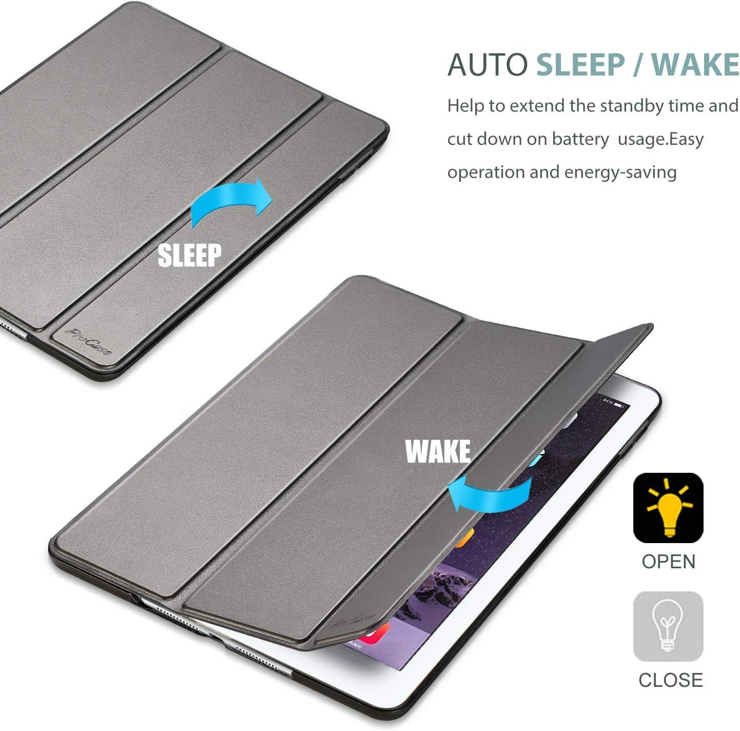 image:imageProCase Smart Case for iPad Air 2 2014 Ultra Slim Lightweight Stand Protective Case Shell with Translucent Frosted Back Cover for iPad Air 2nd A1566 A1567 TealMetallic