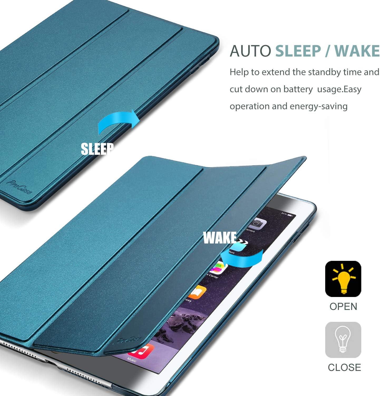 image:imageProCase Smart Case for iPad Air 2 2014 Ultra Slim Lightweight Stand Protective Case Shell with Translucent Frosted Back Cover for iPad Air 2nd A1566 A1567 TealTeal