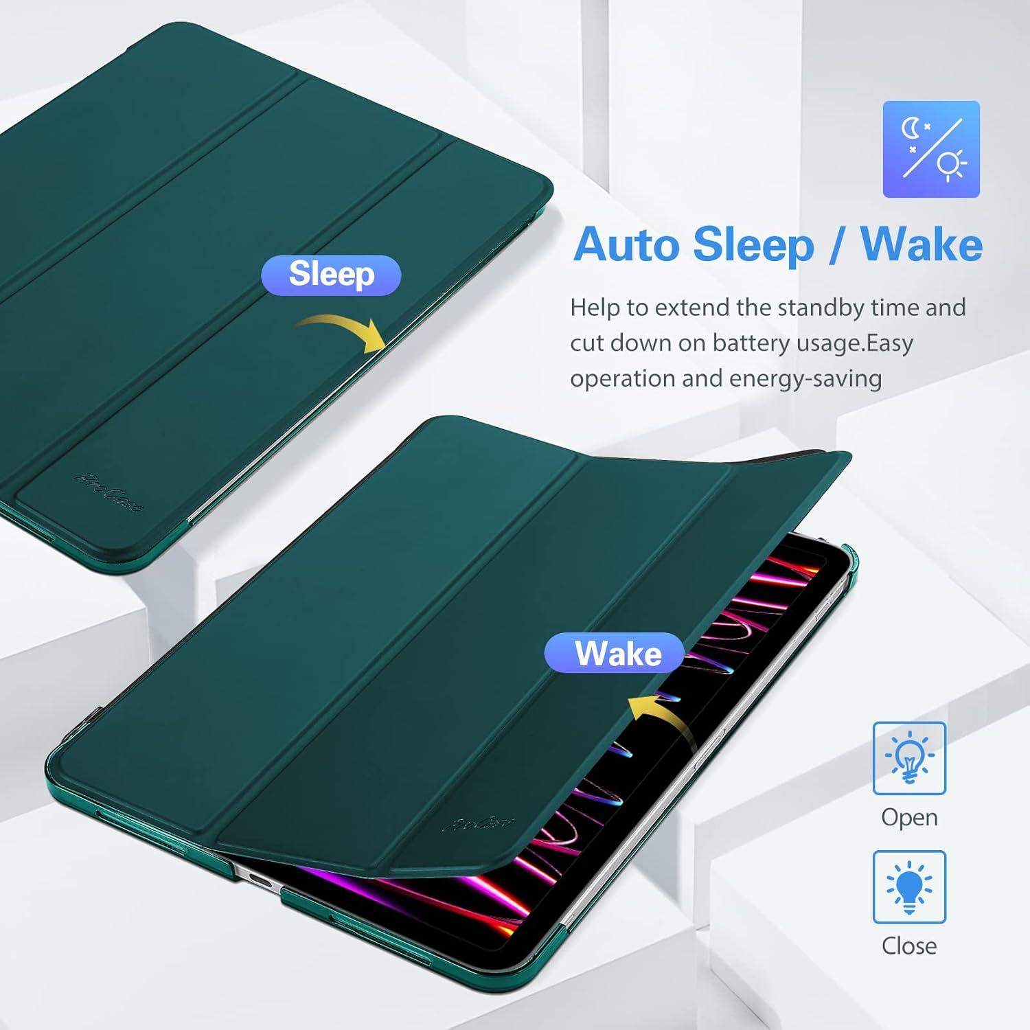image:imageProCase Smart Case for iPad Pro 129 2022202120202018 Slim Stand Hard Back Shell Smart Cover for iPad Pro 129 6th Gen5th Gen4th Gen3rd Gen NavyBluishGreen