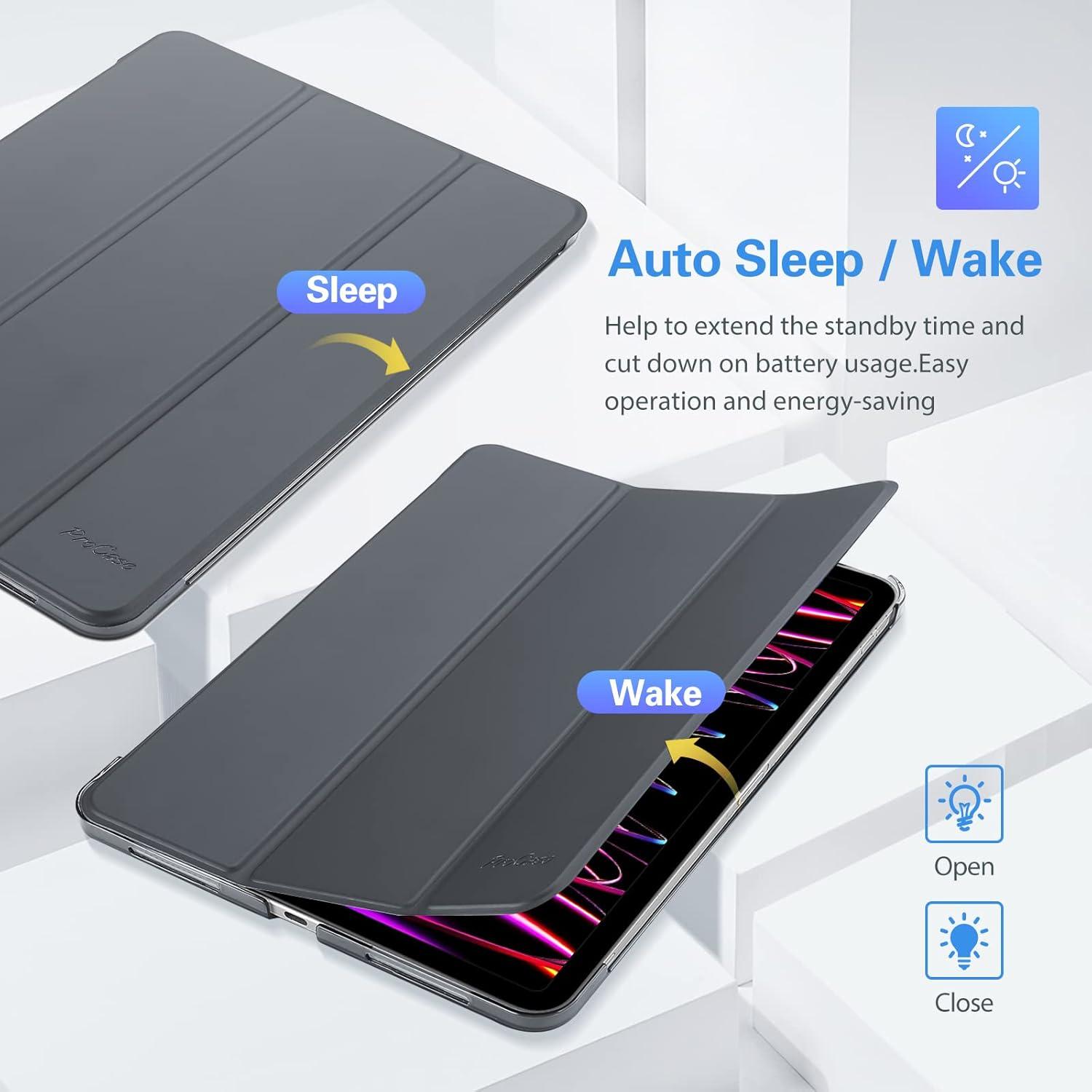 image:imageProCase Smart Case for iPad Pro 129 2022202120202018 Slim Stand Hard Back Shell Smart Cover for iPad Pro 129 6th Gen5th Gen4th Gen3rd Gen NavyGrey