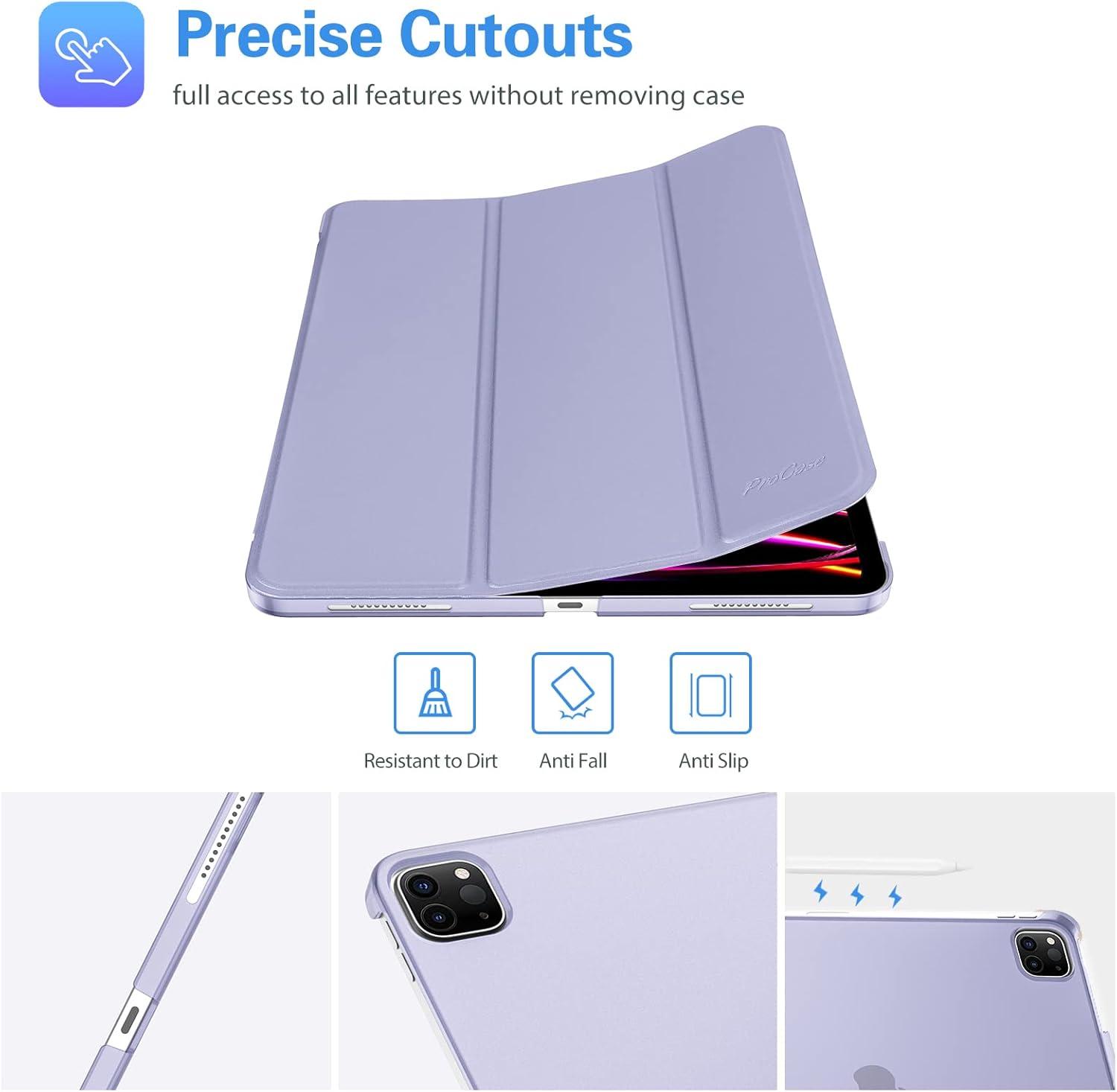 image:imageProCase Smart Case for iPad Pro 129 2022202120202018 Slim Stand Hard Back Shell Smart Cover for iPad Pro 129 6th Gen5th Gen4th Gen3rd Gen NavyLightpurple