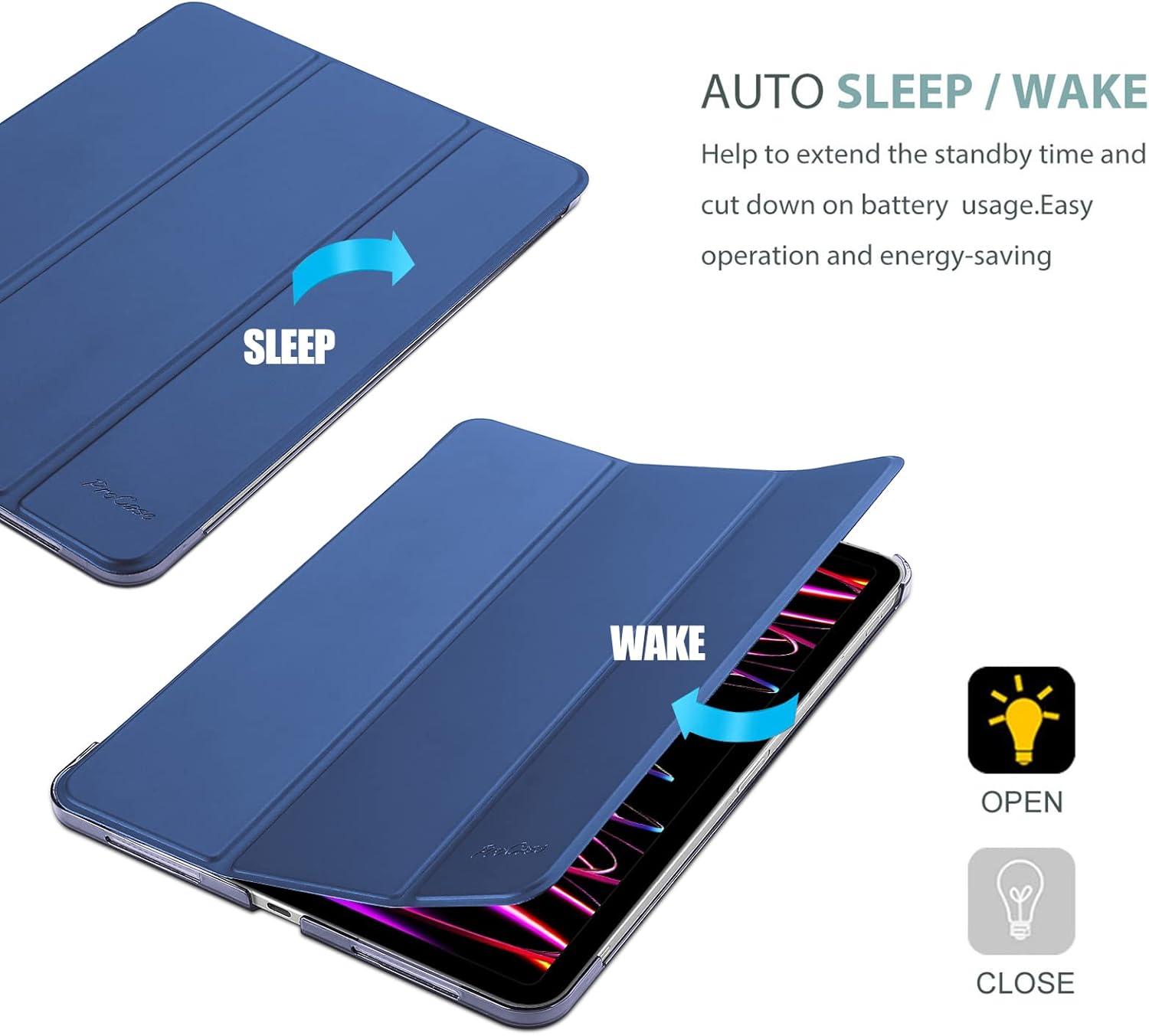 image:imageProCase Smart Case for iPad Pro 129 2022202120202018 Slim Stand Hard Back Shell Smart Cover for iPad Pro 129 6th Gen5th Gen4th Gen3rd Gen NavyNavy