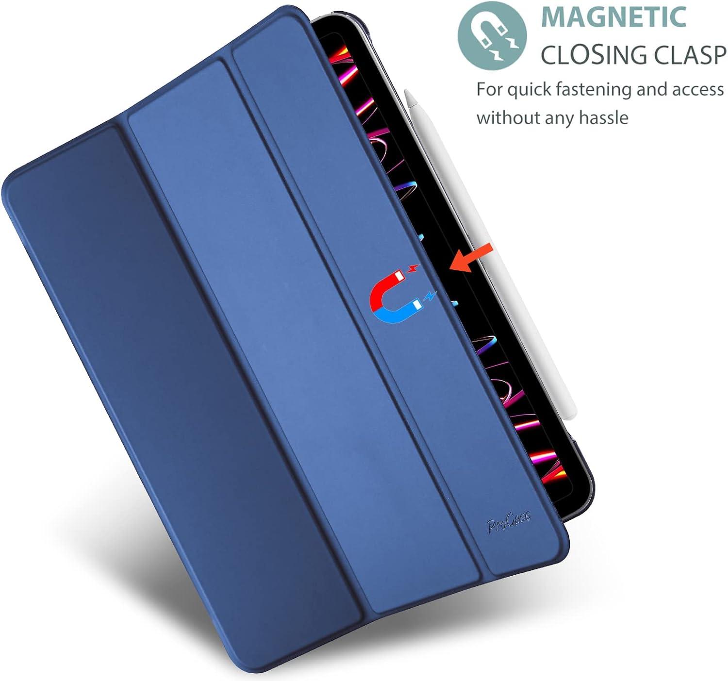 image:imageProCase Smart Case for iPad Pro 129 2022202120202018 Slim Stand Hard Back Shell Smart Cover for iPad Pro 129 6th Gen5th Gen4th Gen3rd Gen NavyNavy