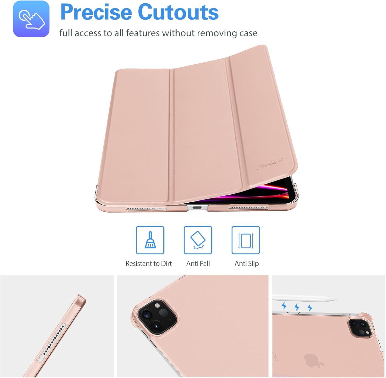 image:imageProCase Smart Case for iPad Pro 129 2022202120202018 Slim Stand Hard Back Shell Smart Cover for iPad Pro 129 6th Gen5th Gen4th Gen3rd Gen NavyRosegold