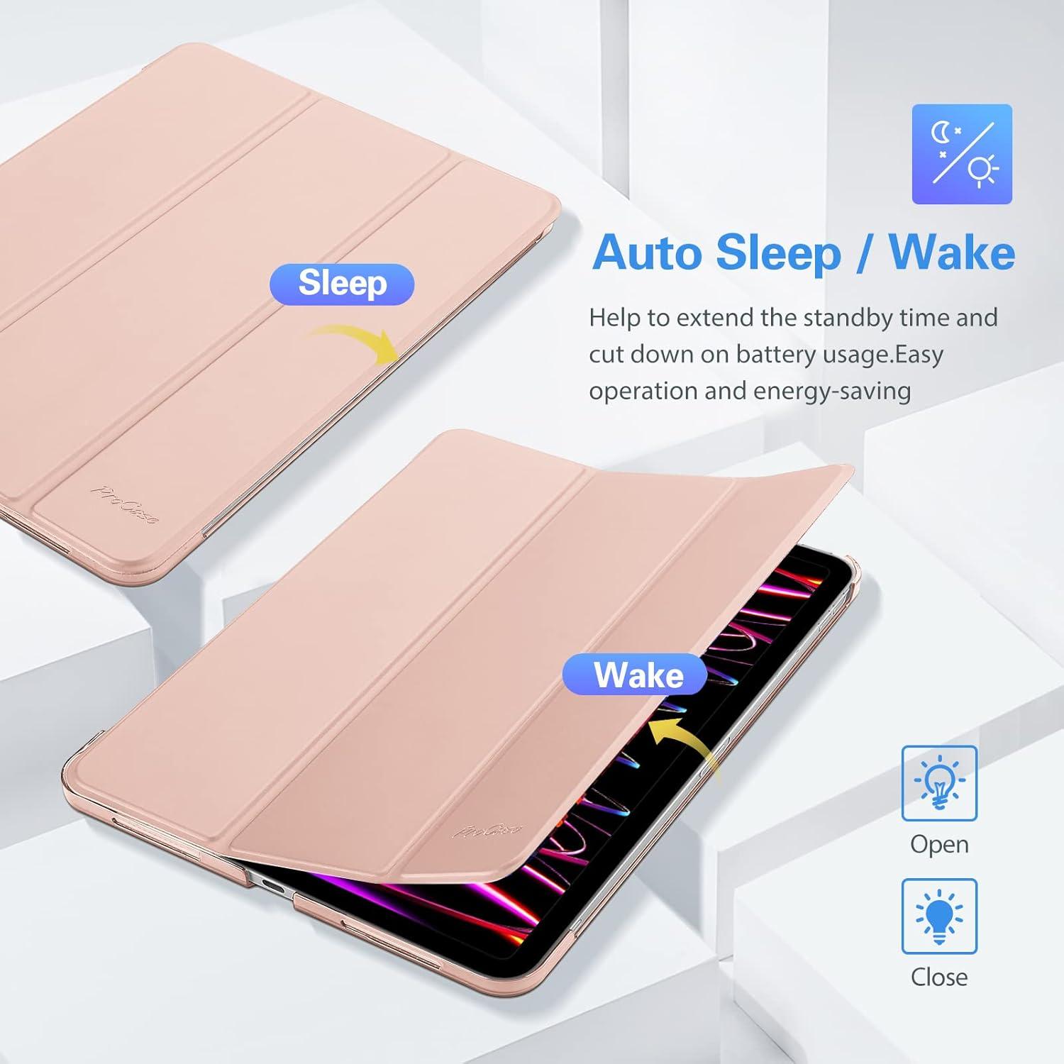 image:imageProCase Smart Case for iPad Pro 129 2022202120202018 Slim Stand Hard Back Shell Smart Cover for iPad Pro 129 6th Gen5th Gen4th Gen3rd Gen NavyRosegold