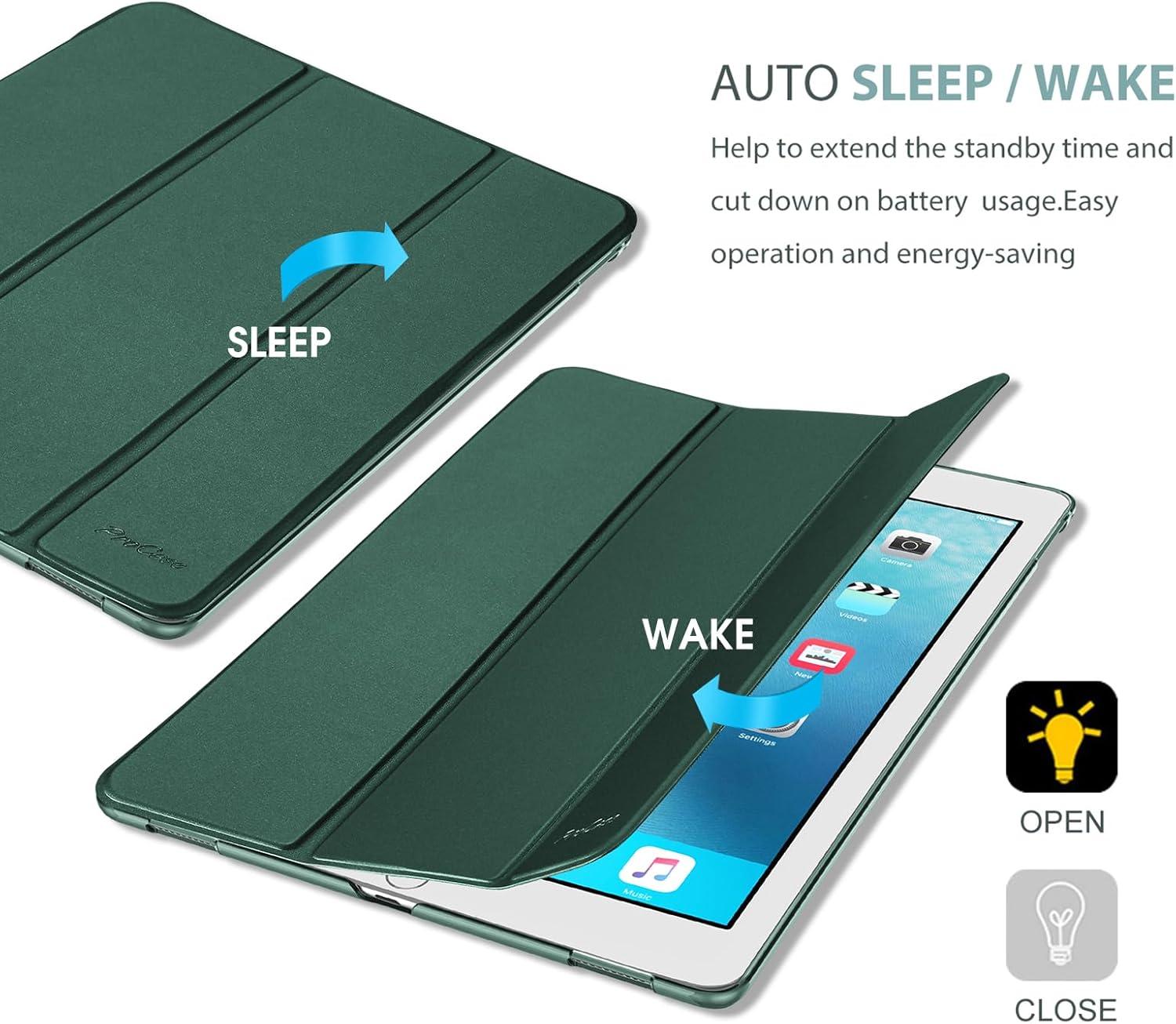 image:imageProCase Smart Case for iPad Pro 129 Inch 1st and 2nd Generation 2015 and 2017 Model Stand Cover Support Auto SleepWake EmeraldMgreen