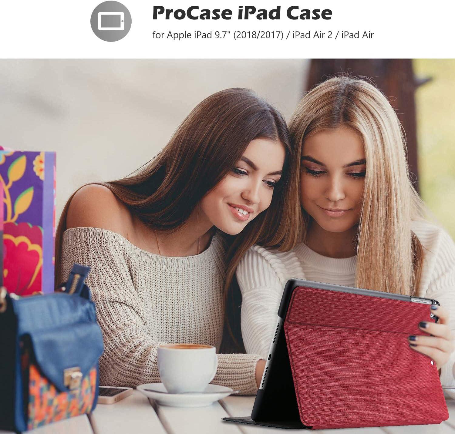 image:imageProCase Smart Cover for iPad 97 2018 amp 2017 Old Model iPad Air 2 iPad Air Case Slim Stand Protective Folio Case for iPad 97 Inch 5th6th Generation Also Fit iPad Air 2 iPad Air BlackRed