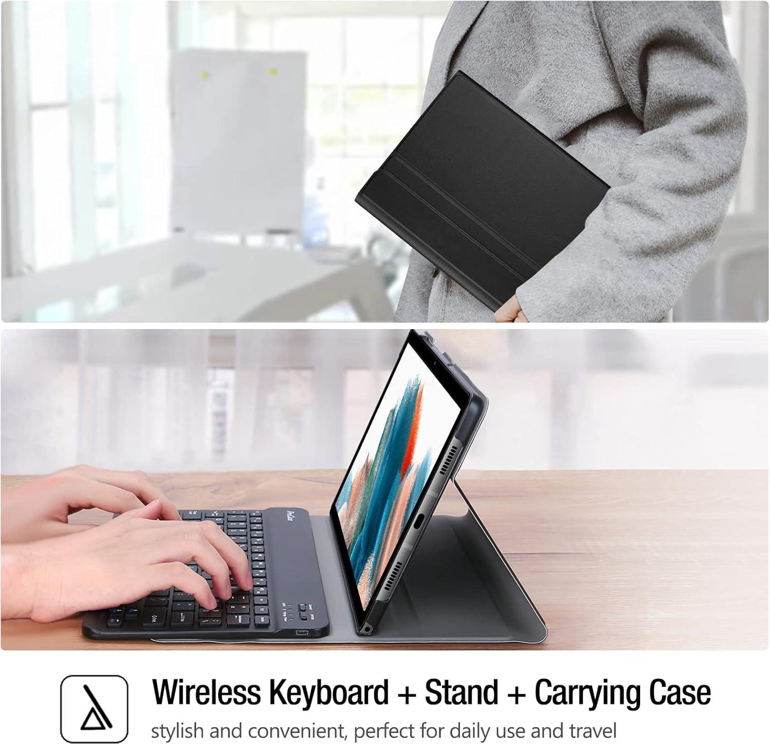 image:imageProCase for Galaxy Tab A8 105 Inch 2022 Keyboard Case SMX200 X205 X207 Protective Cover Case with Detachable Wireless Keyboard for Galaxy Tab A8 105 2022 Black