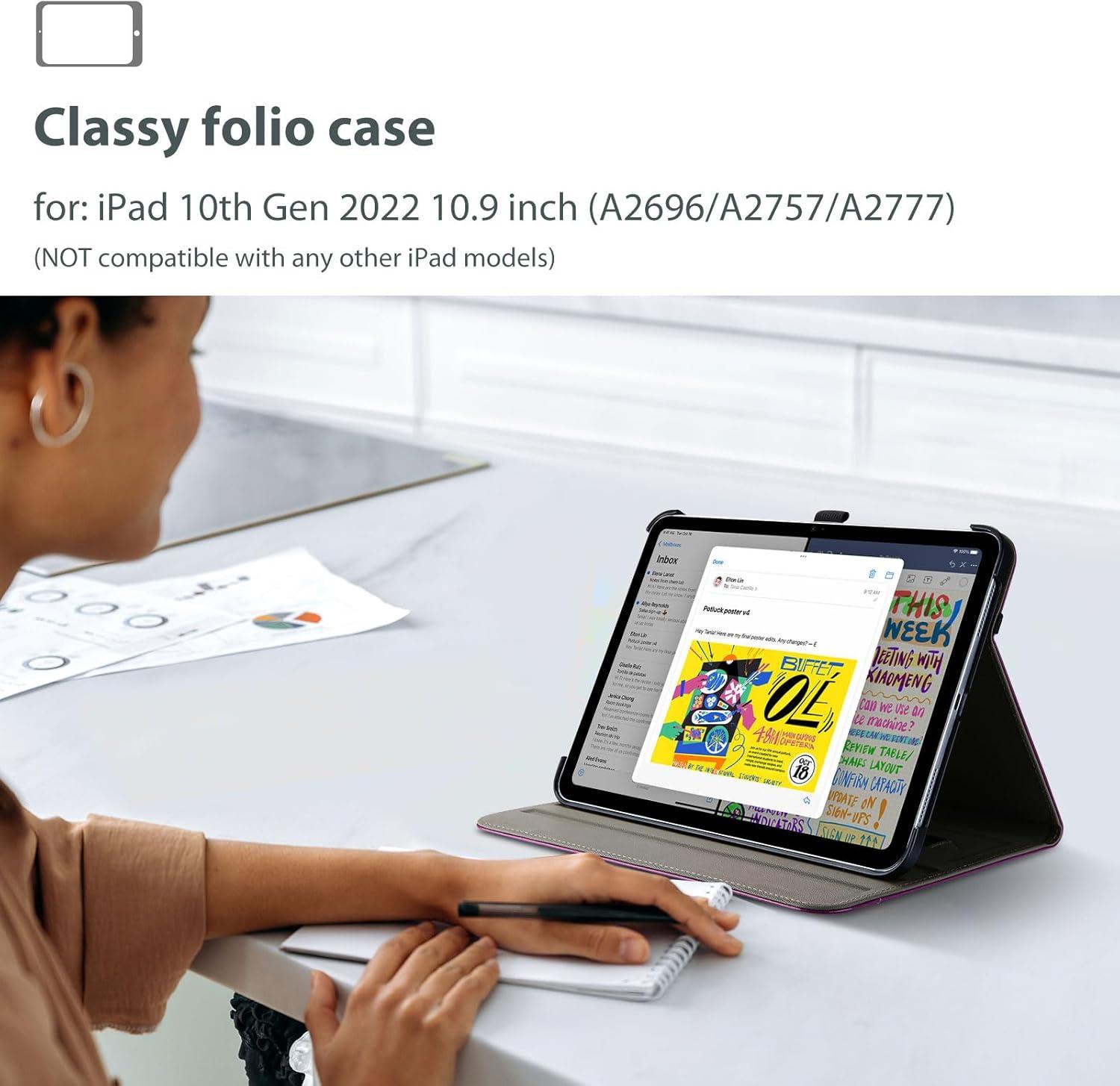 image:imageProCase for iPad 97 Inch iPad 6th5th Generation Case 2018 2017iPad Air 2Air 1 Case Premium Leather Folio Corner Protection MultiAngle Viewing Stand Cover with Front Pocket Pen Loop BlackDark Purple