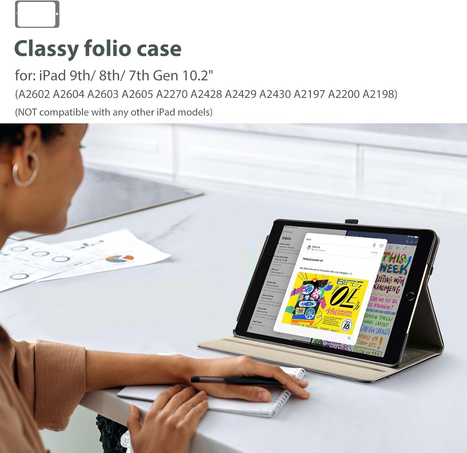 image:imageProCase for iPad 97 Inch iPad 6th5th Generation Case 2018 2017iPad Air 2Air 1 Case Premium Leather Folio Corner Protection MultiAngle Viewing Stand Cover with Front Pocket Pen Loop BlackAll Black