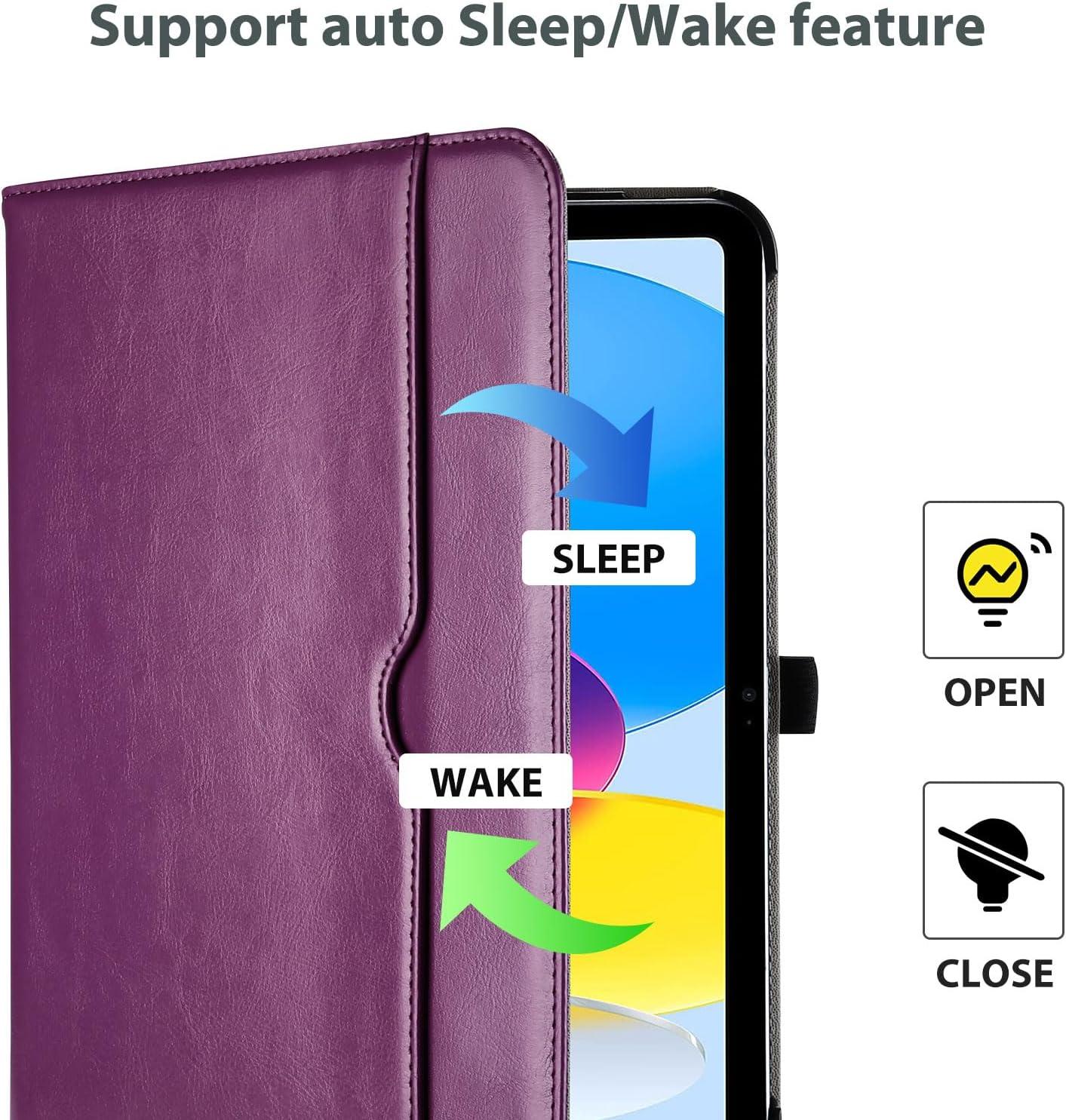 image:imageProCase for iPad 97 Inch iPad 6th5th Generation Case 2018 2017iPad Air 2Air 1 Case Premium Leather Folio Corner Protection MultiAngle Viewing Stand Cover with Front Pocket Pen Loop BlackDark Purple