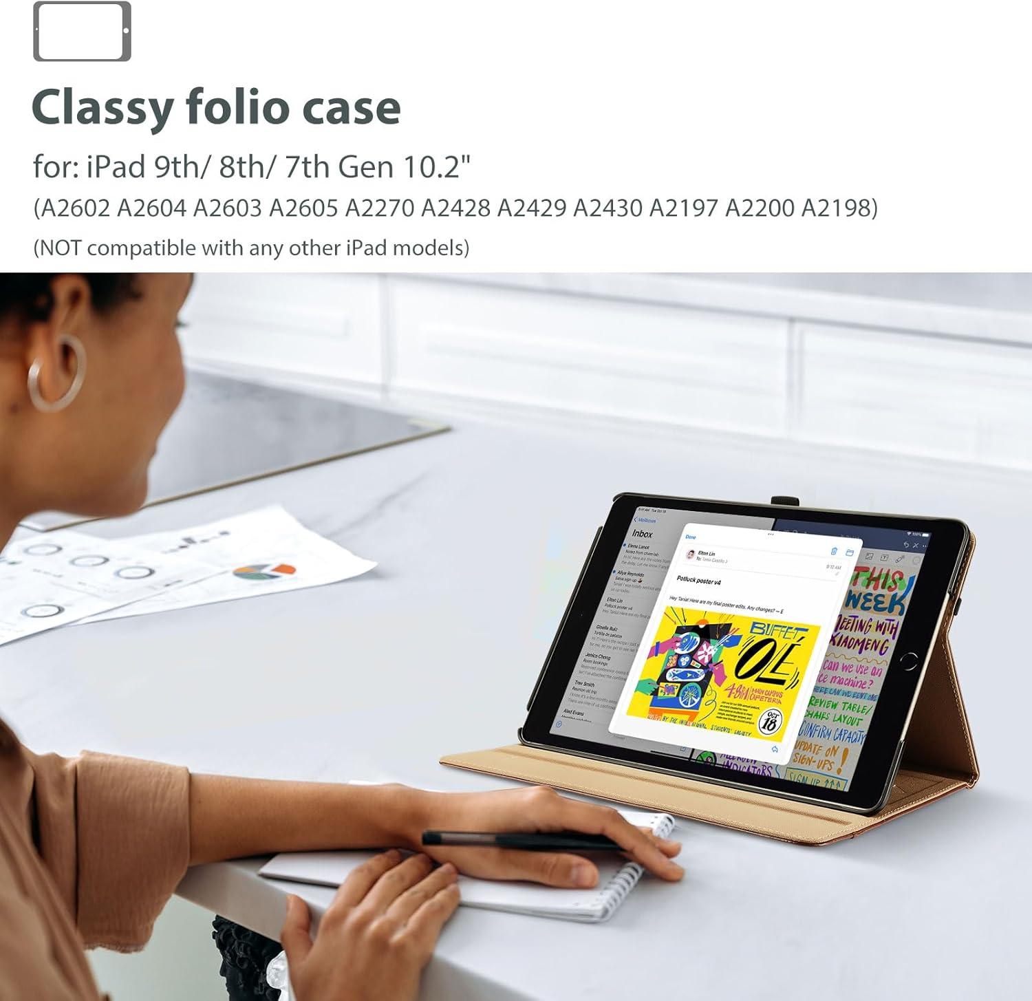 image:imageProCase for iPad 97 Inch iPad 6th5th Generation Case 2018 2017iPad Air 2Air 1 Case Premium Leather Folio Corner Protection MultiAngle Viewing Stand Cover with Front Pocket Pen Loop BlackBrown