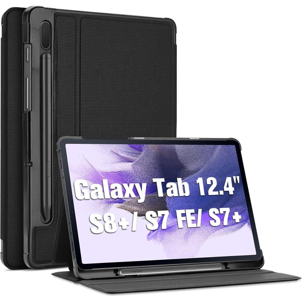 image:imageProCase Case for Galaxy Tab S8 PlusS7 FE 2021S7 Plus 2020 124 Inch with S Pen Holder Slim Stand Folio Smart Cover for 124 Tablet SMX800 X806 T730 T736 T970 T975 T976 T978 Black