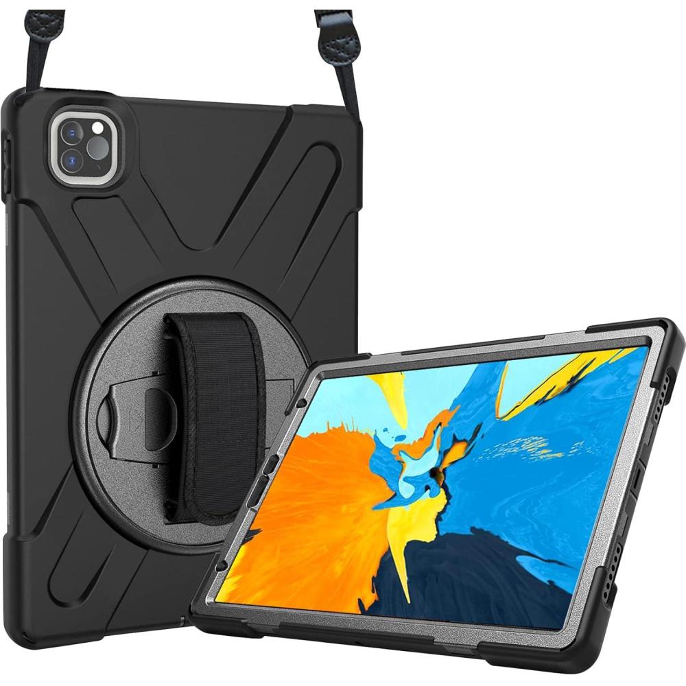 image:imageProCase Case with Handle for iPad Pro 11 360 Degree Rotatable Kickstand Cover with Adjustable Hand Shoulder Strap Heavy Duty Shockproof Rugged Case for iPad Pro 11 Inch 2019 Black