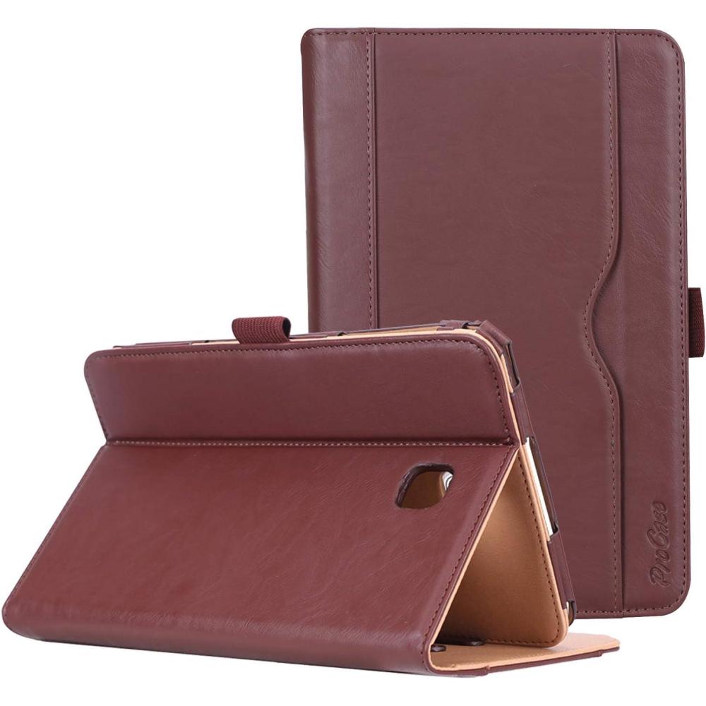 image:imageProCase Folio Case for Galaxy Tab A 80 2018 Verizon Sprint SMT387 Stand Case Cover for Galaxy Tab A 80 4G LTE VerizonSprintTMobileATampT 2018 Release Brown