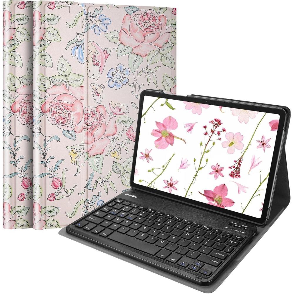 image:imageProCase Keyboard Case for Galaxy Tab A11 Plus 2025 A9 Plus 11 Inch 2023 Lightweight Case with Magnetic Detachable Wireless Keyboard for Galaxy Tablet 11 BlackRose