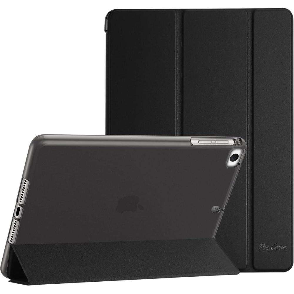image:imageProCase Slim Cover for iPad mini 5 Generation 2019 Mini 4 3 2 1 Old Model 79 inch Slim Soft TPU Back Cover Trifold Stand Folio Smart Case for iPad mini 5 4 3 2 1 PinkBlack