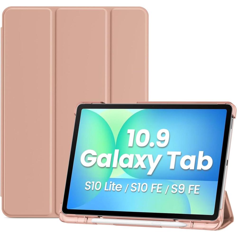 image:imageProCase Smart Case for Galaxy Tab S10 LiteS10 FES9 FE 109 Inch with S Pen Holder Slim Trifold Stand Folio Hard Back Shell Protective Cover for 109 Galaxy Tab S10 LiteS10 FES9 FE BlackRosegold
