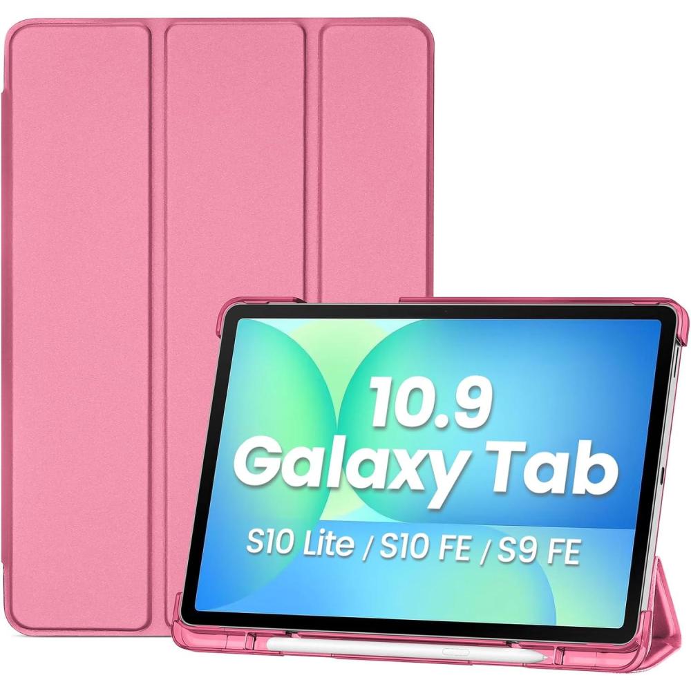 image:imageProCase Smart Case for Galaxy Tab S10 LiteS10 FES9 FE 109 Inch with S Pen Holder Slim Trifold Stand Folio Hard Back Shell Protective Cover for 109 Galaxy Tab S10 LiteS10 FES9 FE BlackCoralred