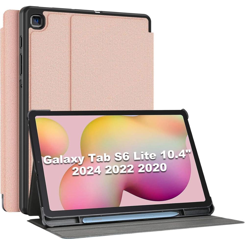 image:imageProCase for Galaxy Tab S6 Lite 104 2024 2022 2020 with S Pen Holder Slim Stand Folio Case Smart Cover for Galaxy Tab S6 Lite 104 Inch SMP613 P619 SMP610 P615 SMP620 P625 BlackChiffonpink