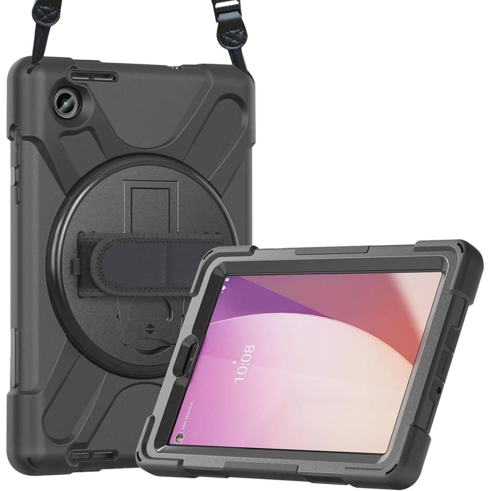 image:imageProCase for Lenovo Tab M8 4th Gen Case 8 Inch 2023 Heavy Duty Shockproof Rugged Protective Cover Rotating Kickstand with Handle Holder Shoulder Strap for Lenovo TB300FUTB300XU Tablet Grey